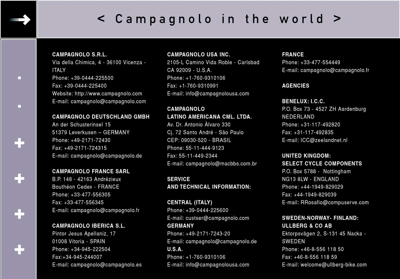 Campagnolo - 2000 Spare Parts and Tools Catalogue rear cover main image