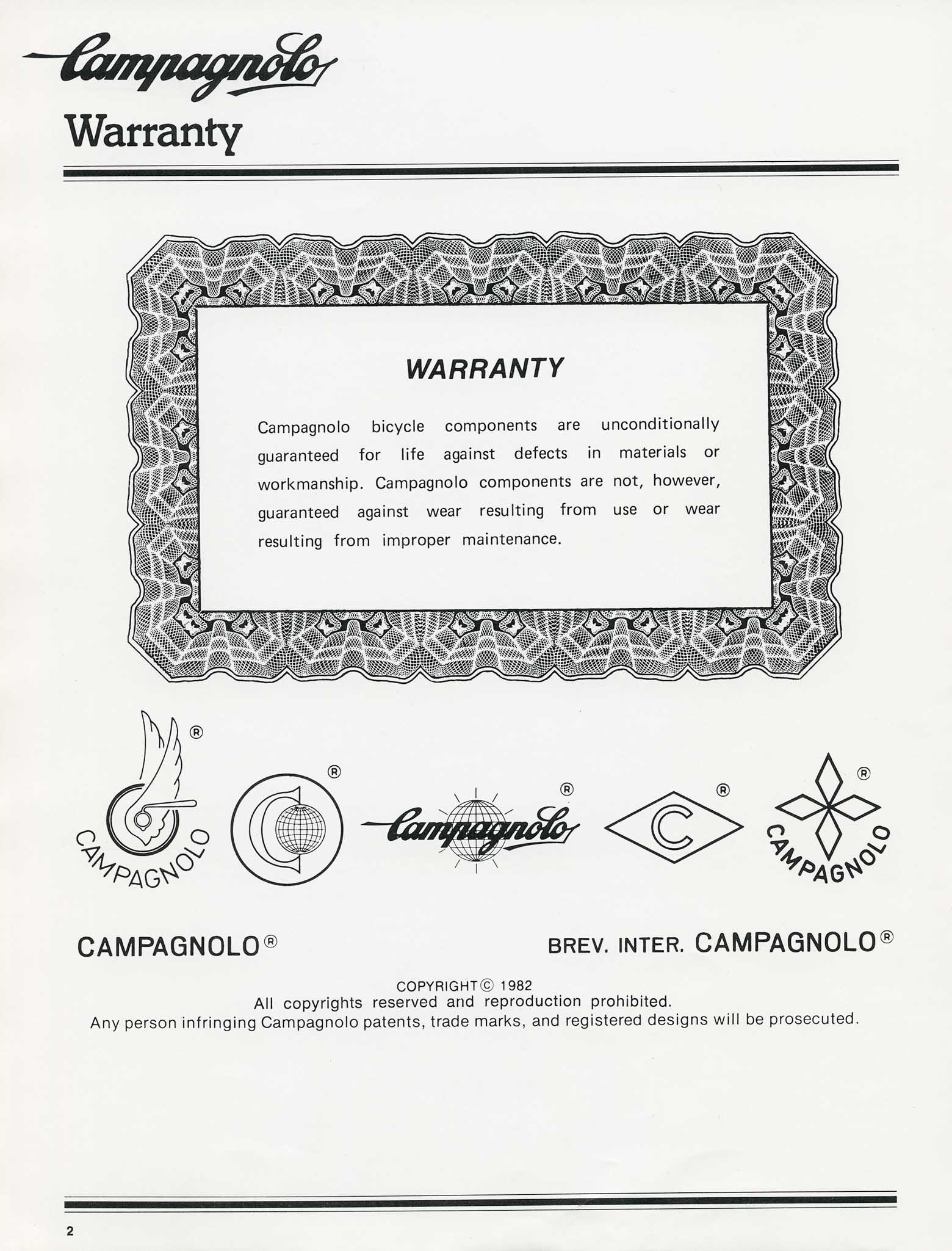 Campagnolo - Bicycle Components 1982 page 02 main image