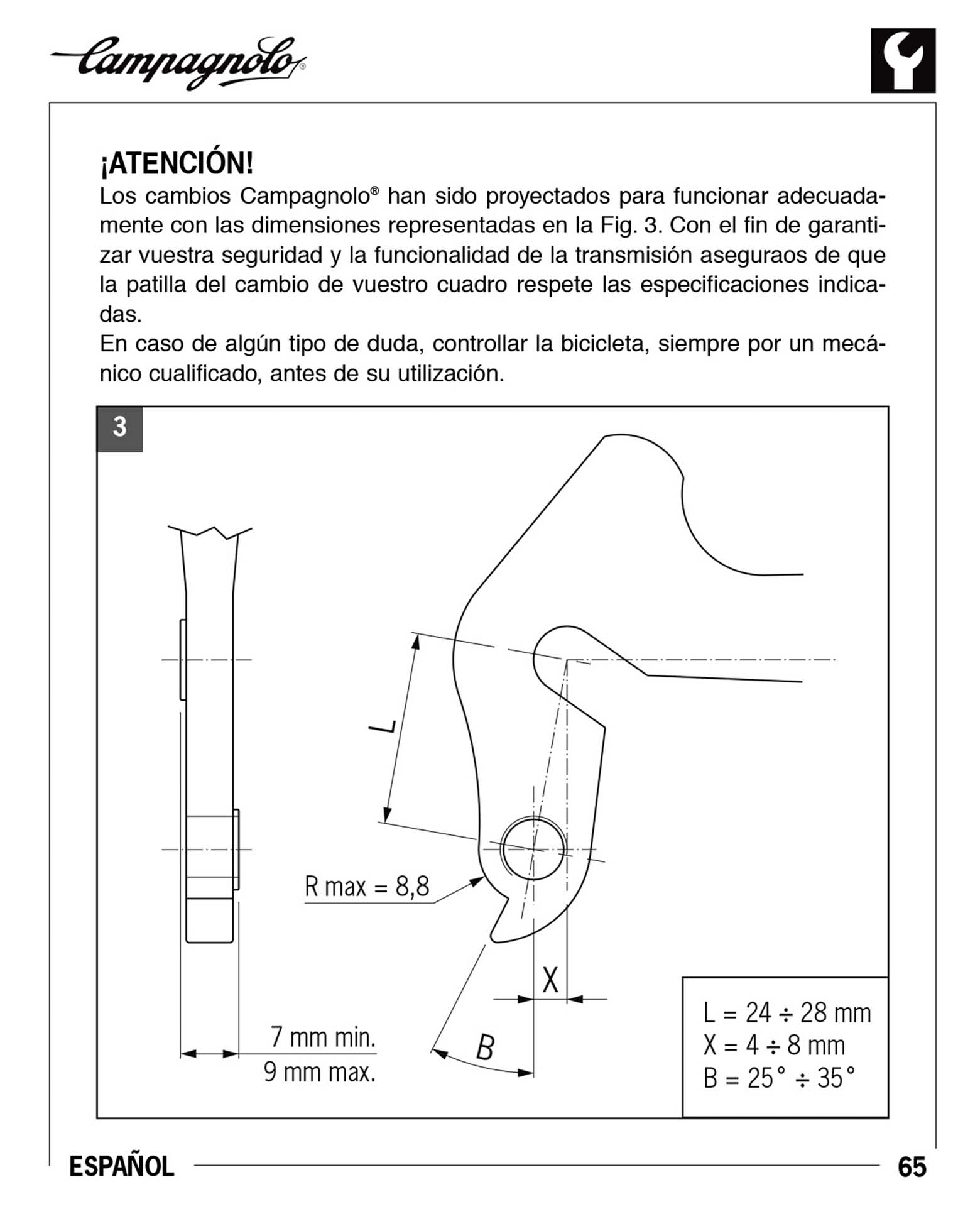 Campagnolo instructions - 7225195 Rear Derailleur ('09/2004') page 065 main image
