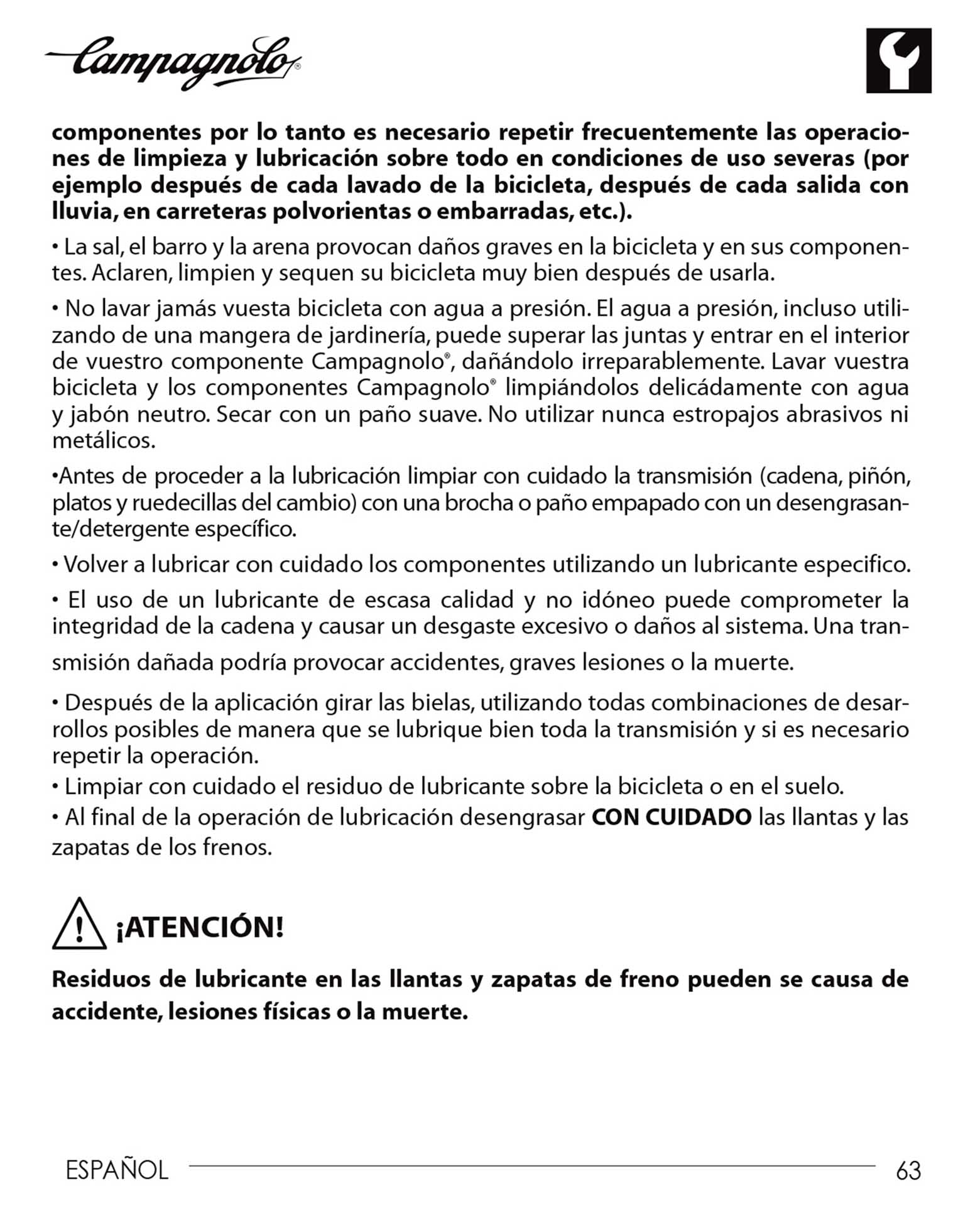 Campagnolo instructions - 7225475 Rear Derailleur ('12/2009') page 063 main image