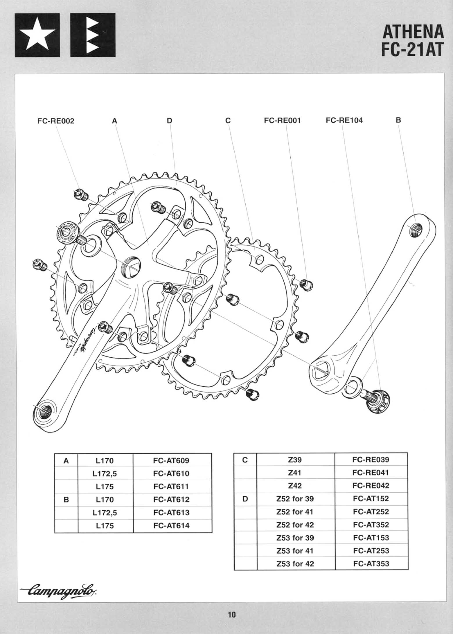 Campagnolo Spare Parts Catalogue - 1995 Product Range page 10 main image