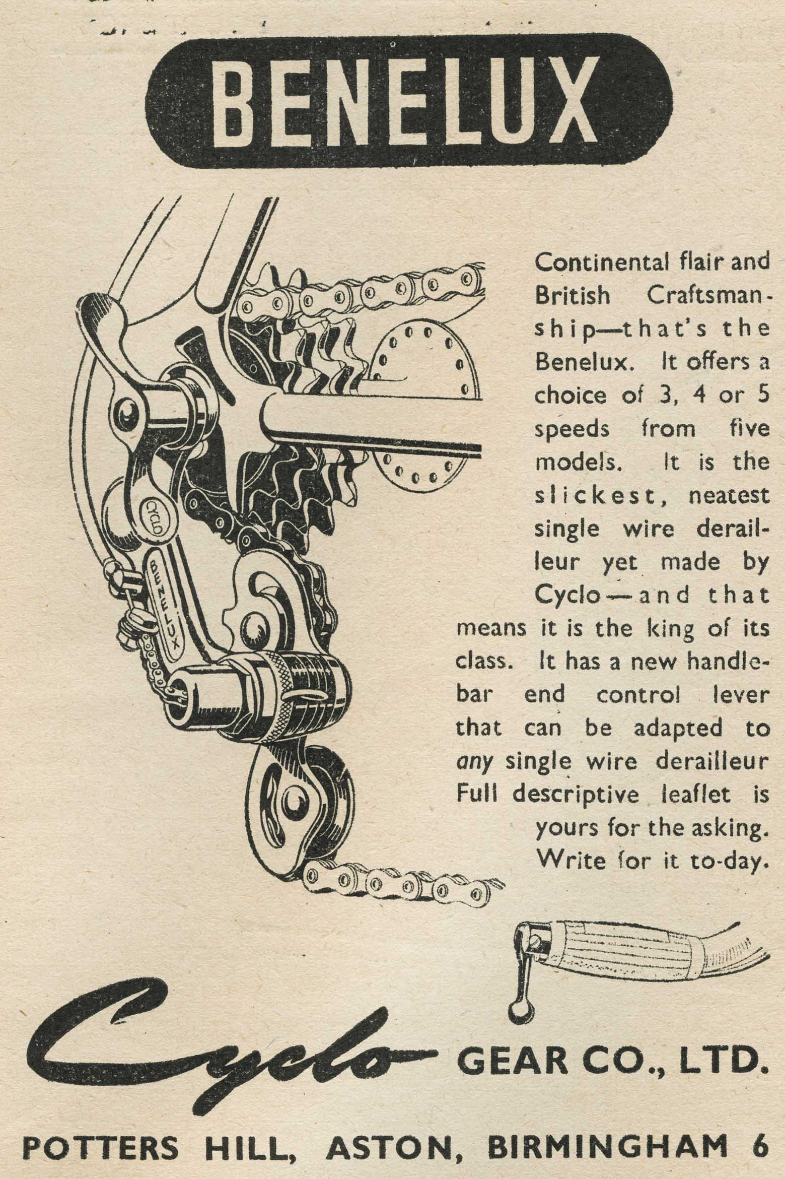 Cycling December 1949 Cyclo Gear Company advert main image