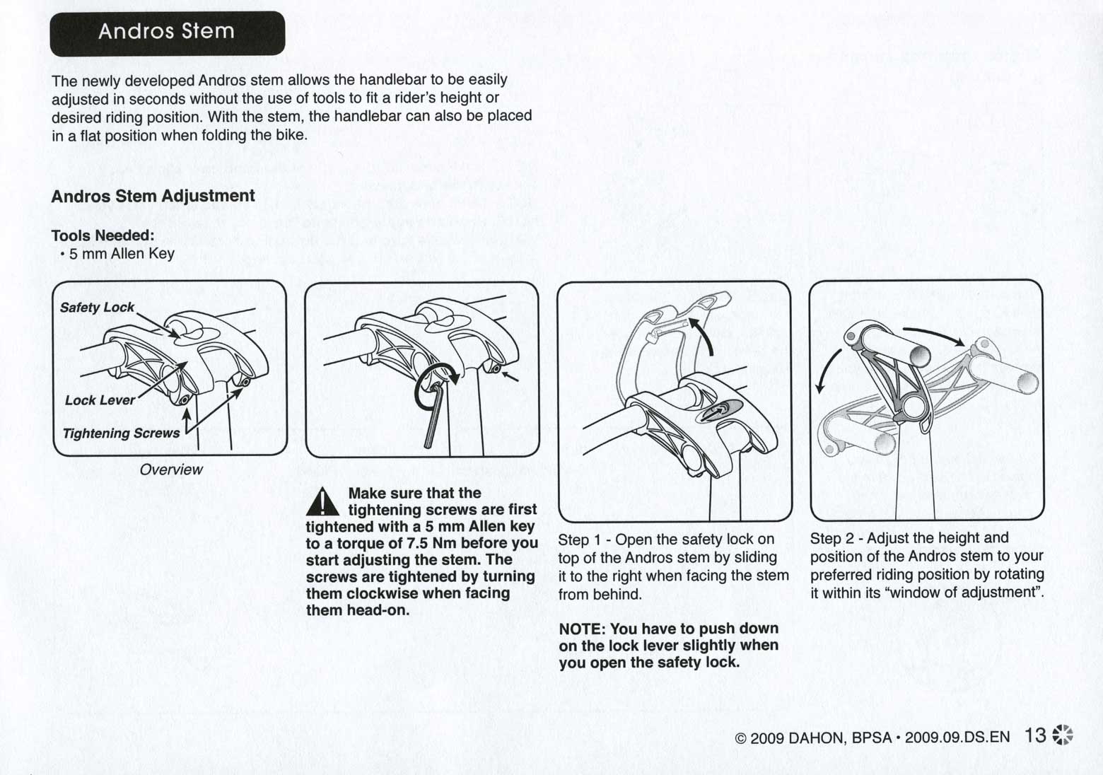 Dahon - Service Instructions 2009 page 13 main image
