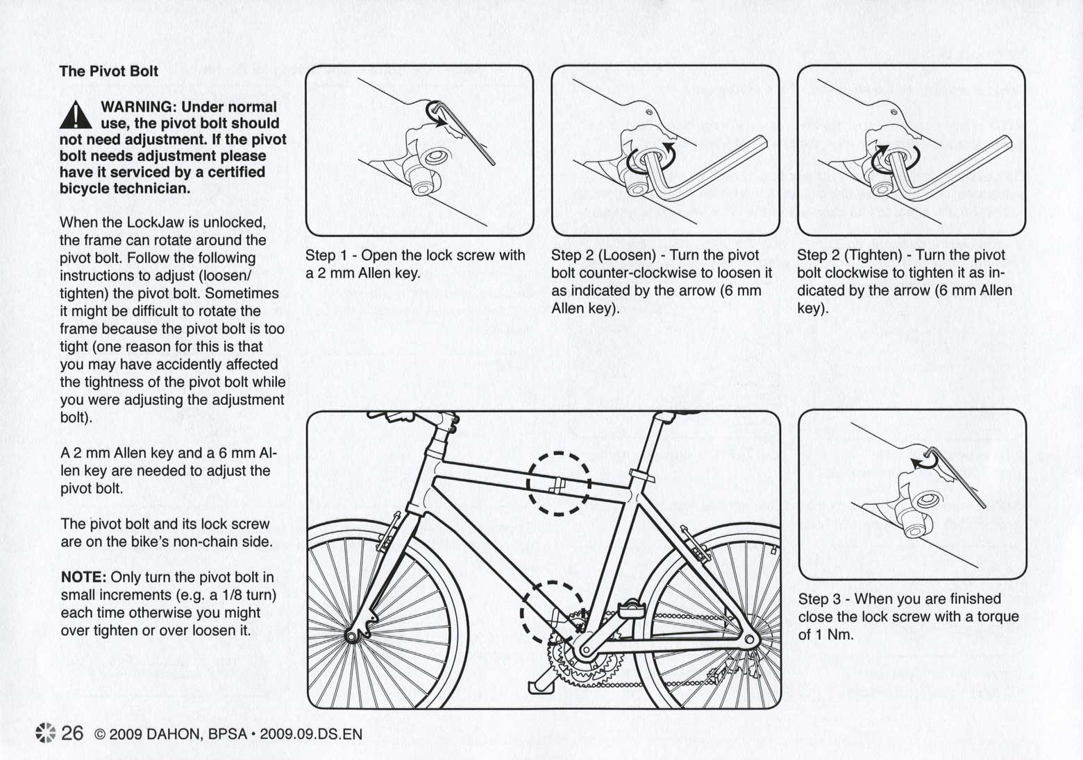 Dahon - Service Instructions 2009 page 26 main image