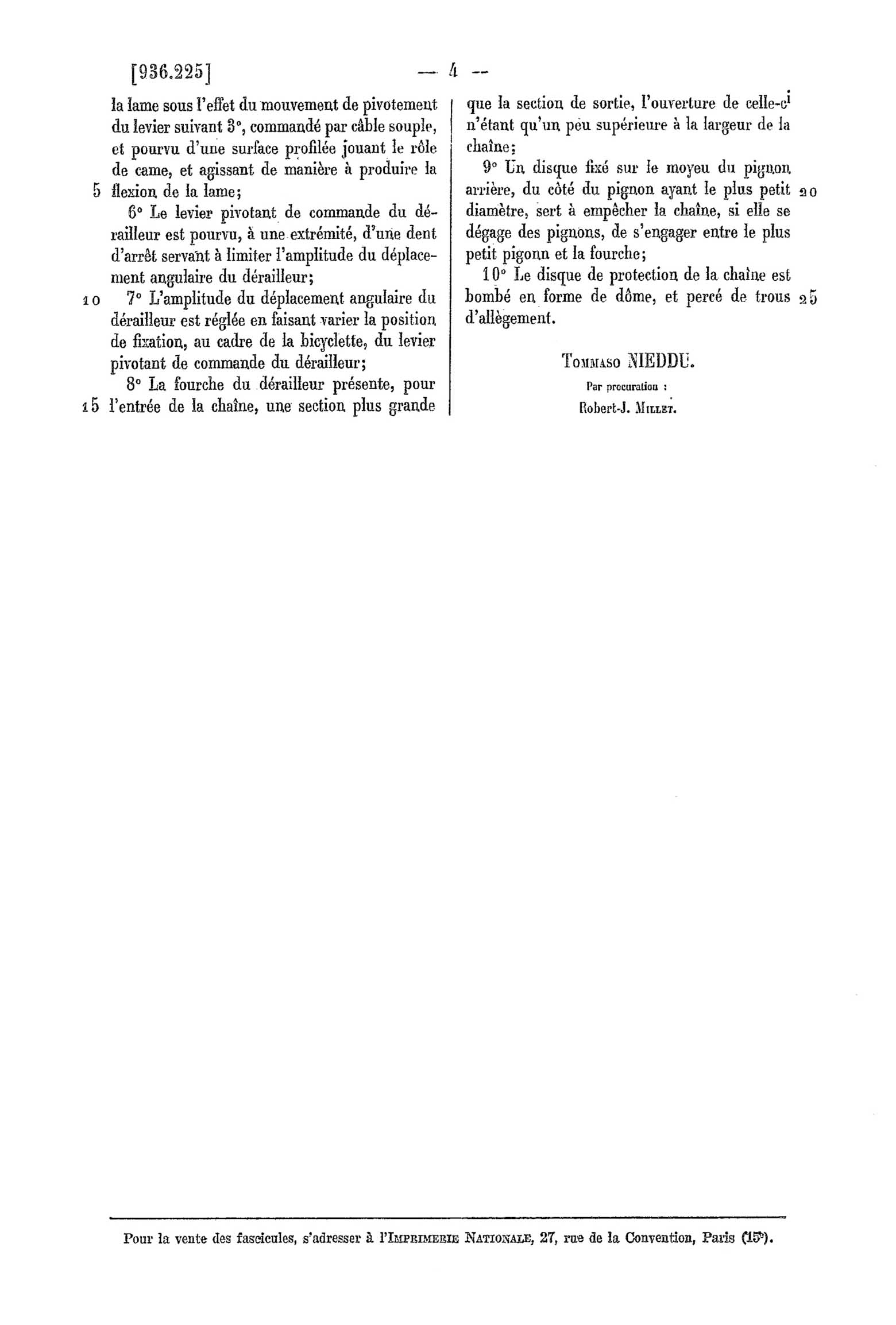 French Patent 936,225 - Vittoria scan 4 main image