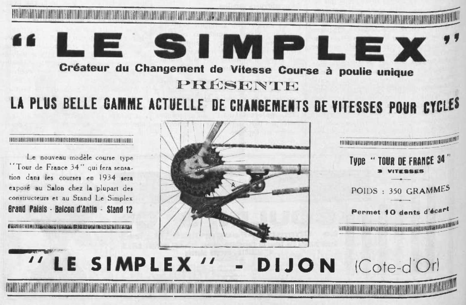 L'Industrie des Cycles et Automobiles September 1933 - Simplex advert main image