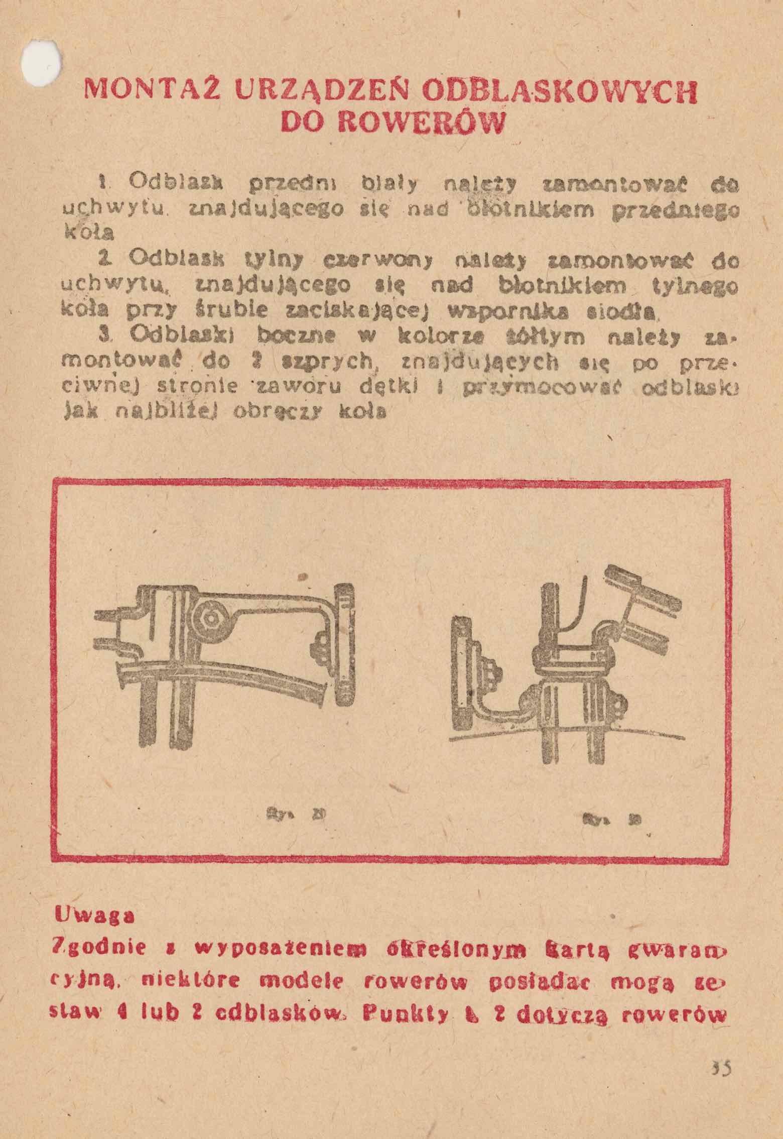 Romet - Rowery Instrukcja Obslugi 1979 page 35 main image