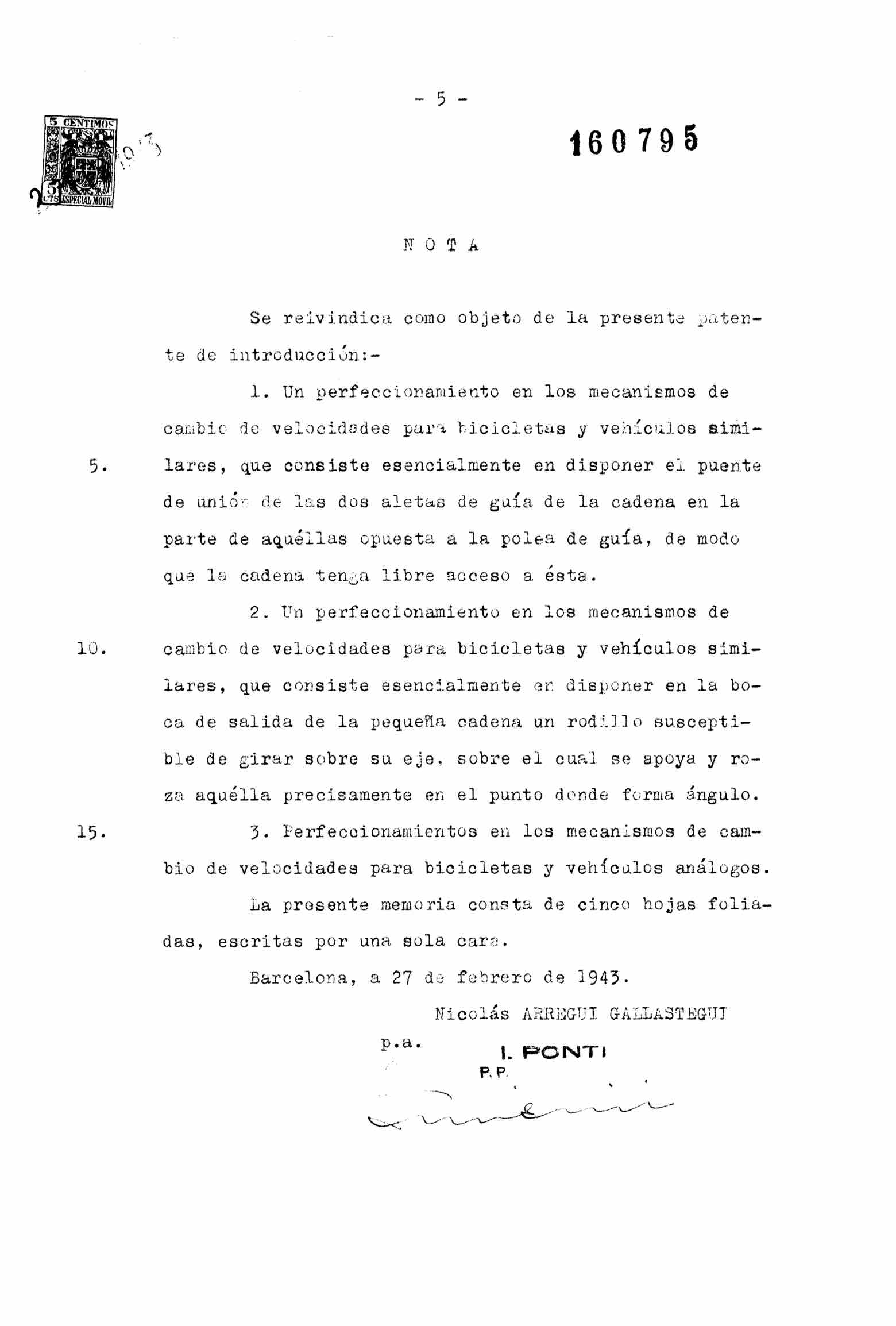 Spanish Patent 160,795 - Zeus scan 5 main image
