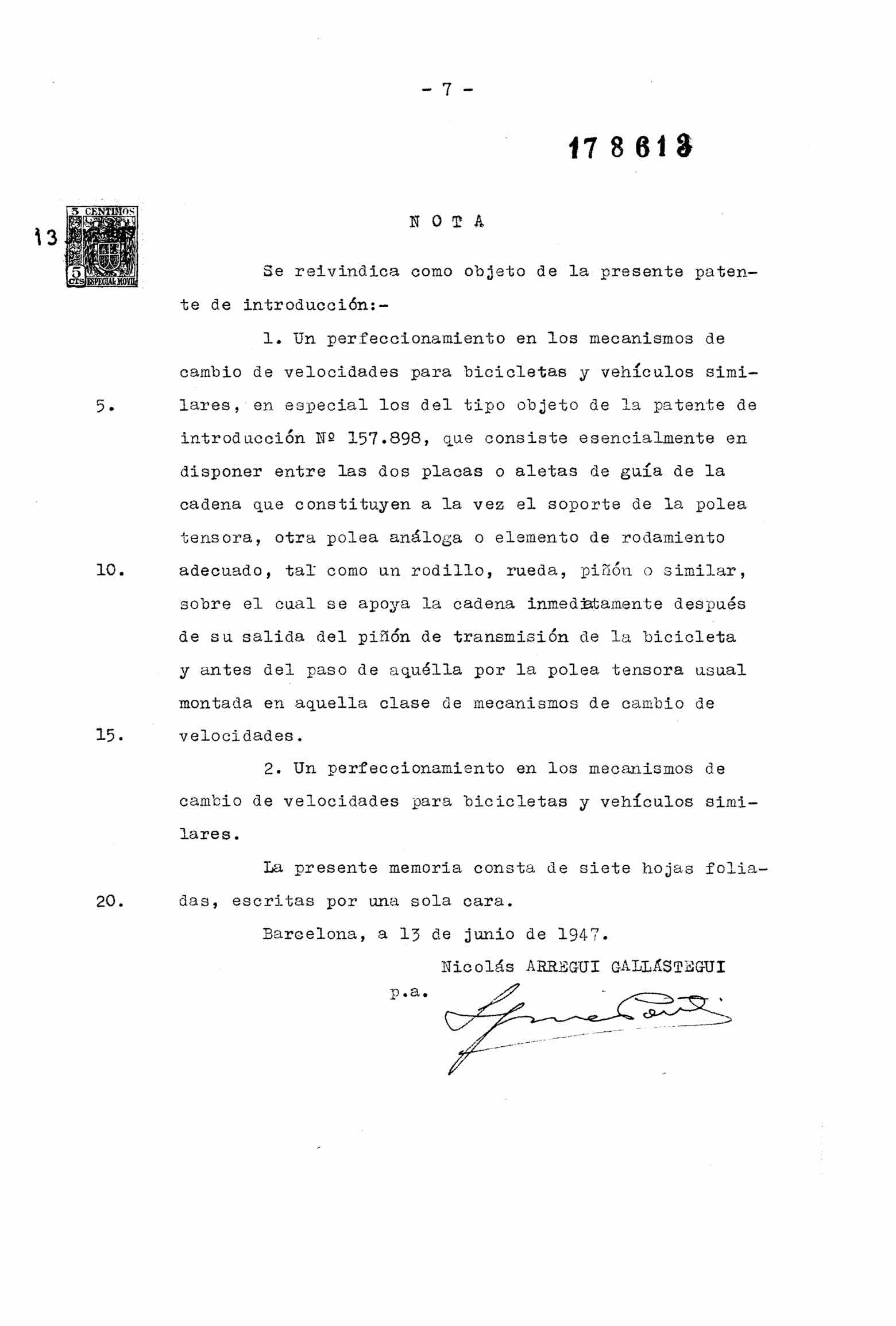 Spanish Patent 178,613 - Zeus scan 7 main image