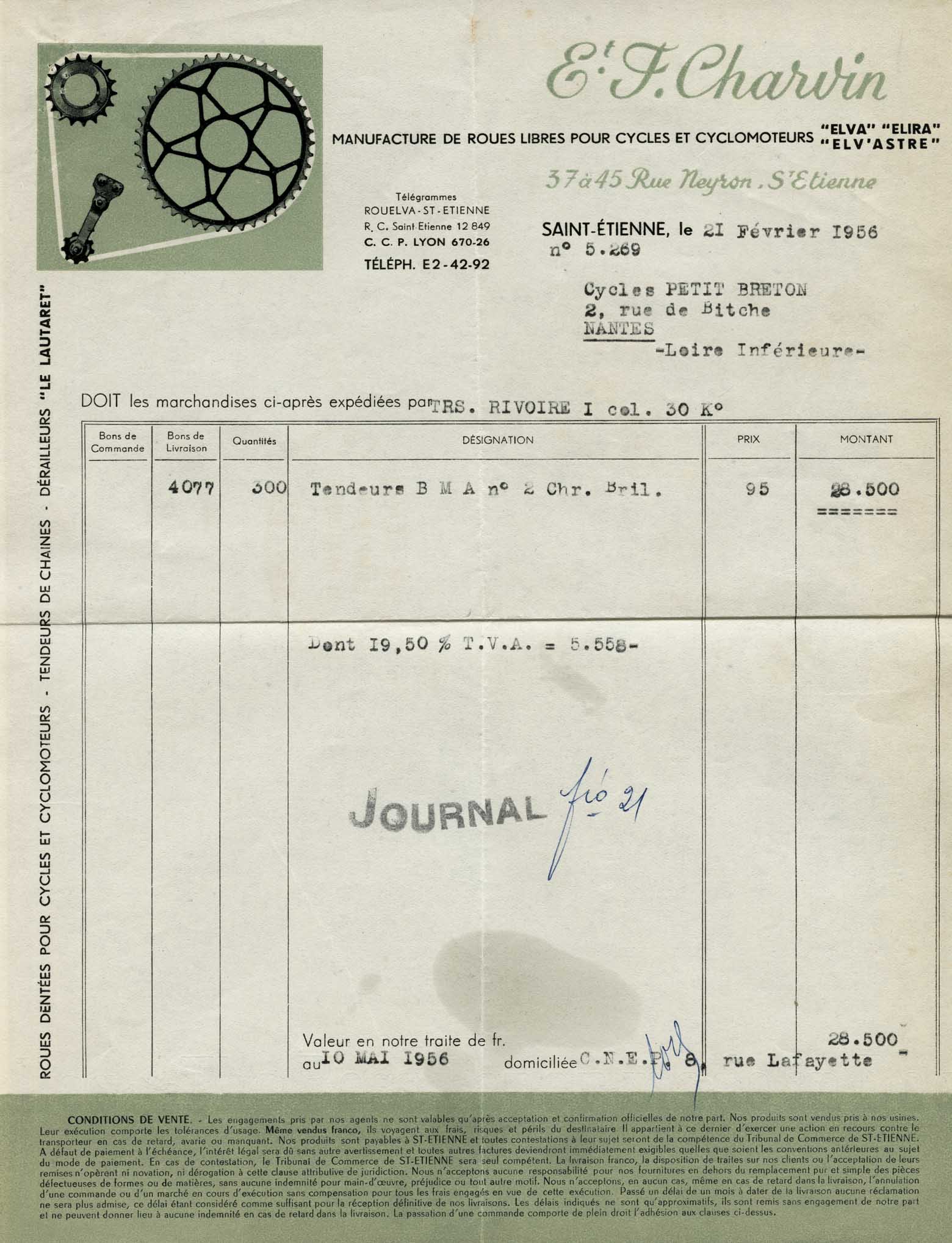 Charvin - invoice 1956 main image