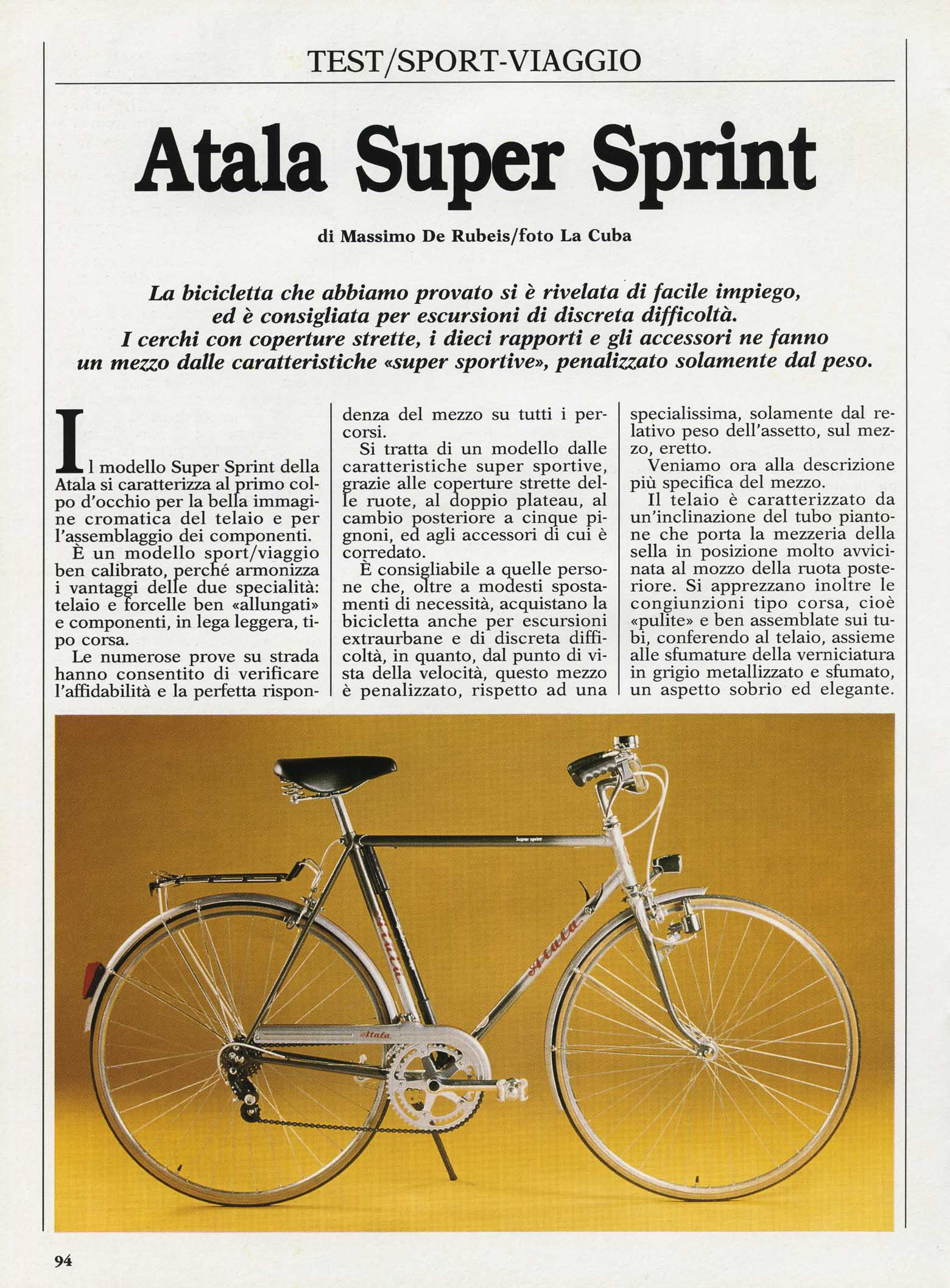 La Bicicletta 1988 July - Atala Super Sprint scan 01 main image