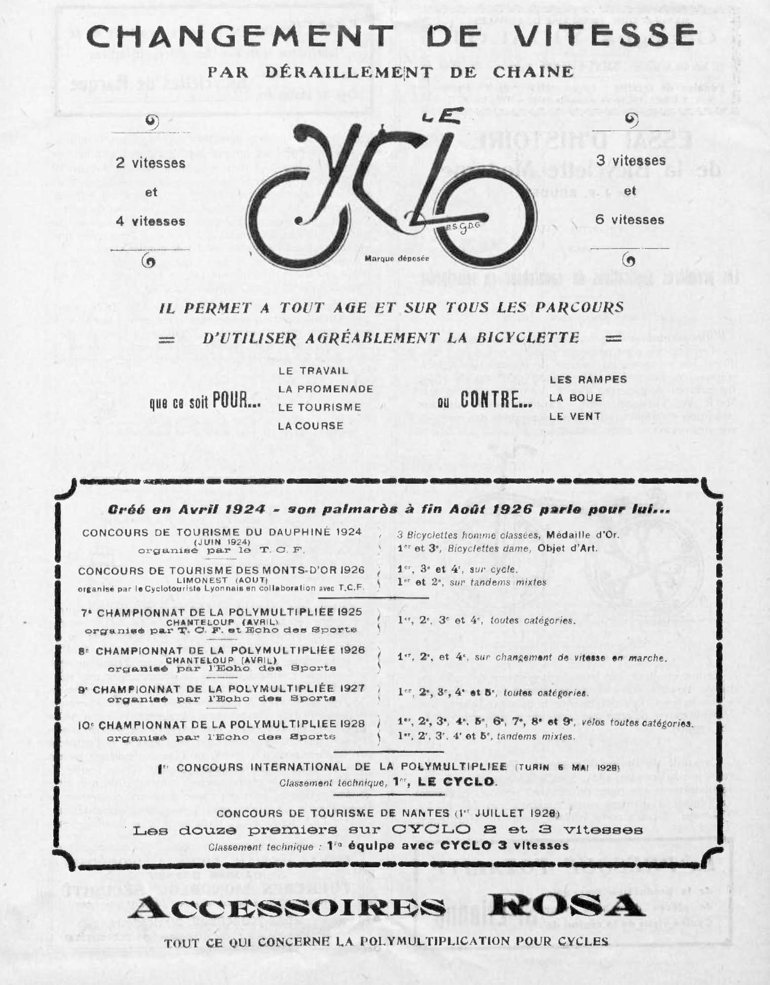 L'Industrie des Cycles et Automobiles July 1928 - Cyclo advert main image