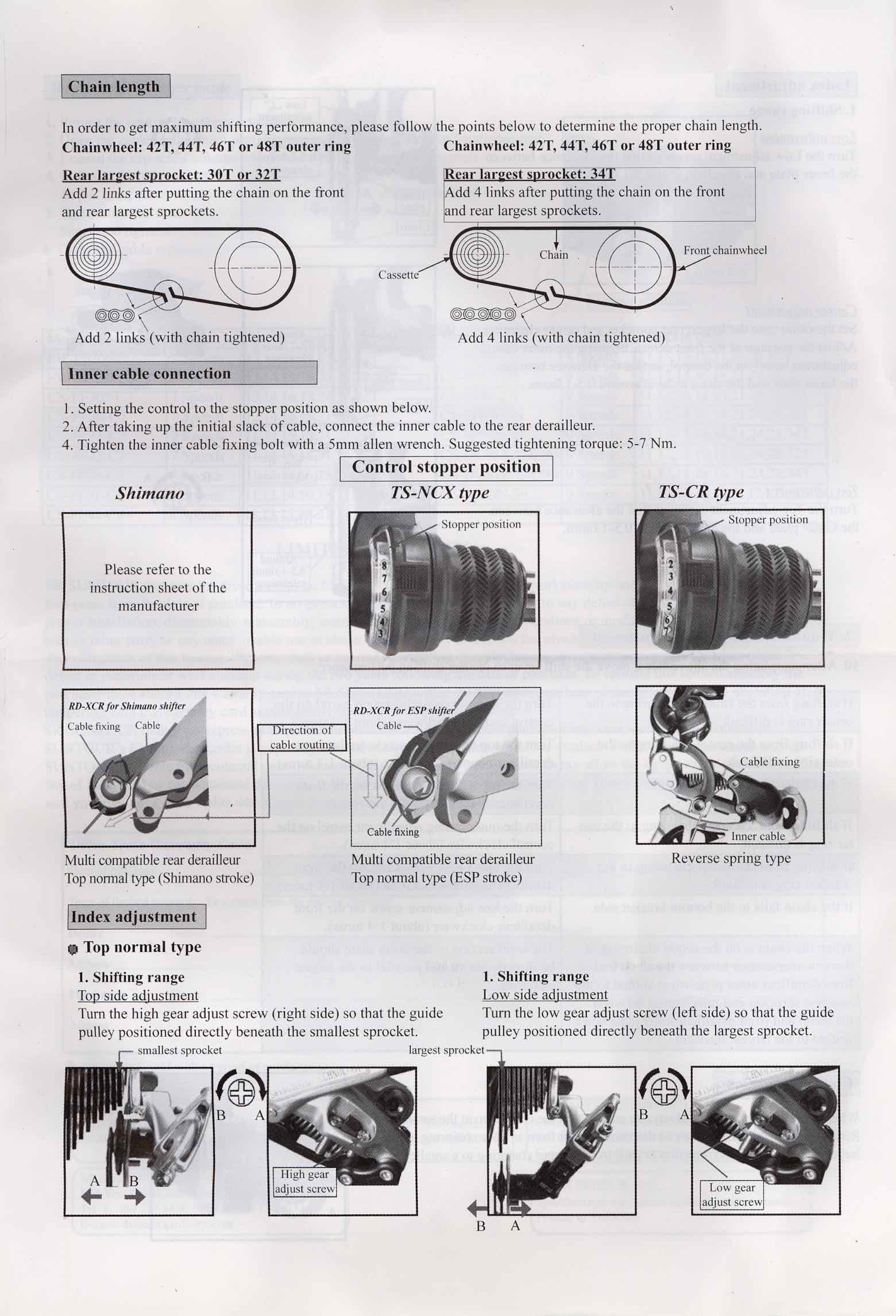 SR SUNTOUR Durolux SGX derailleur - instructions scan 2 main image