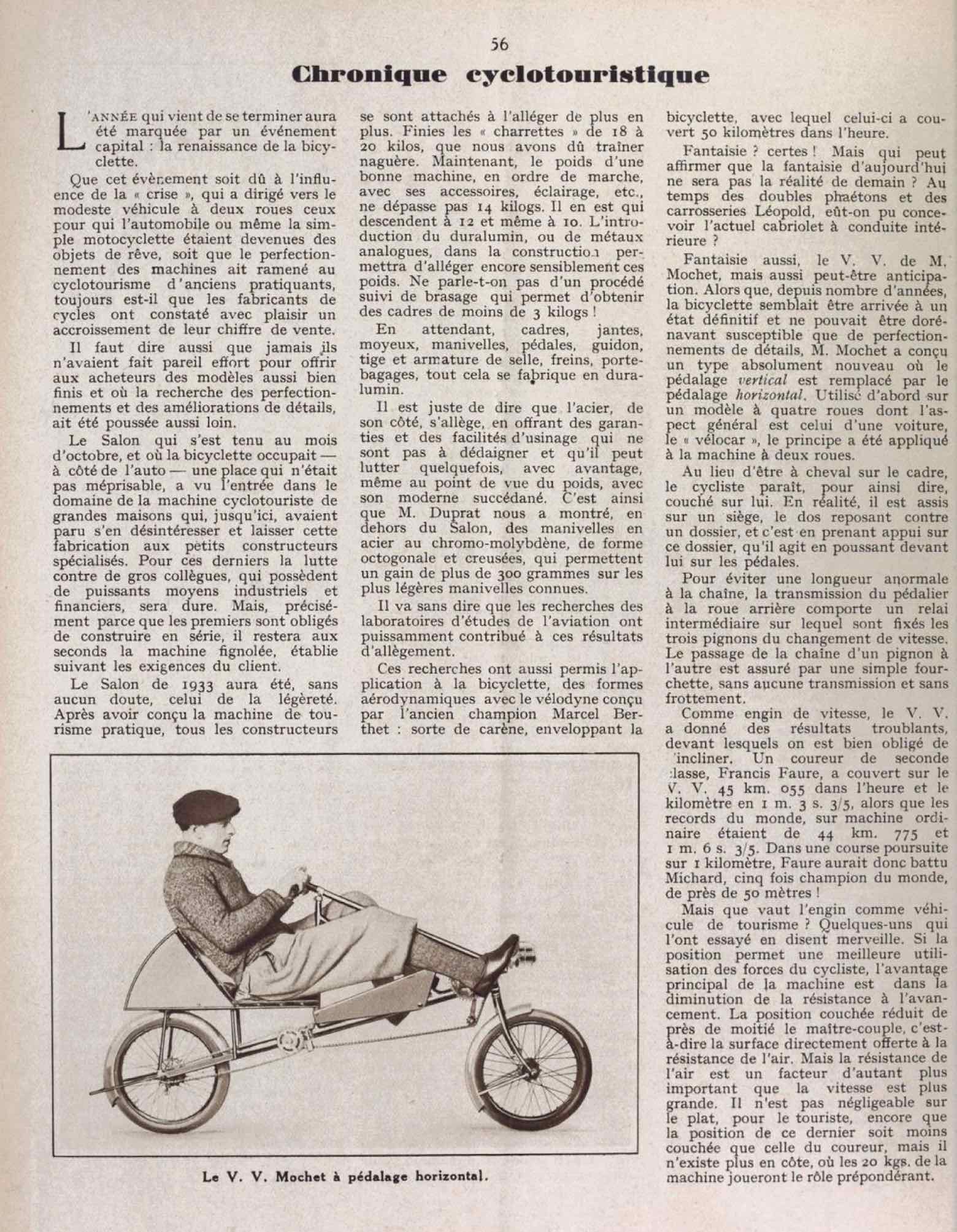 T.C.F. Revue Mensuelle February 1934 - Chronique cyclotouristique scan 1 main image