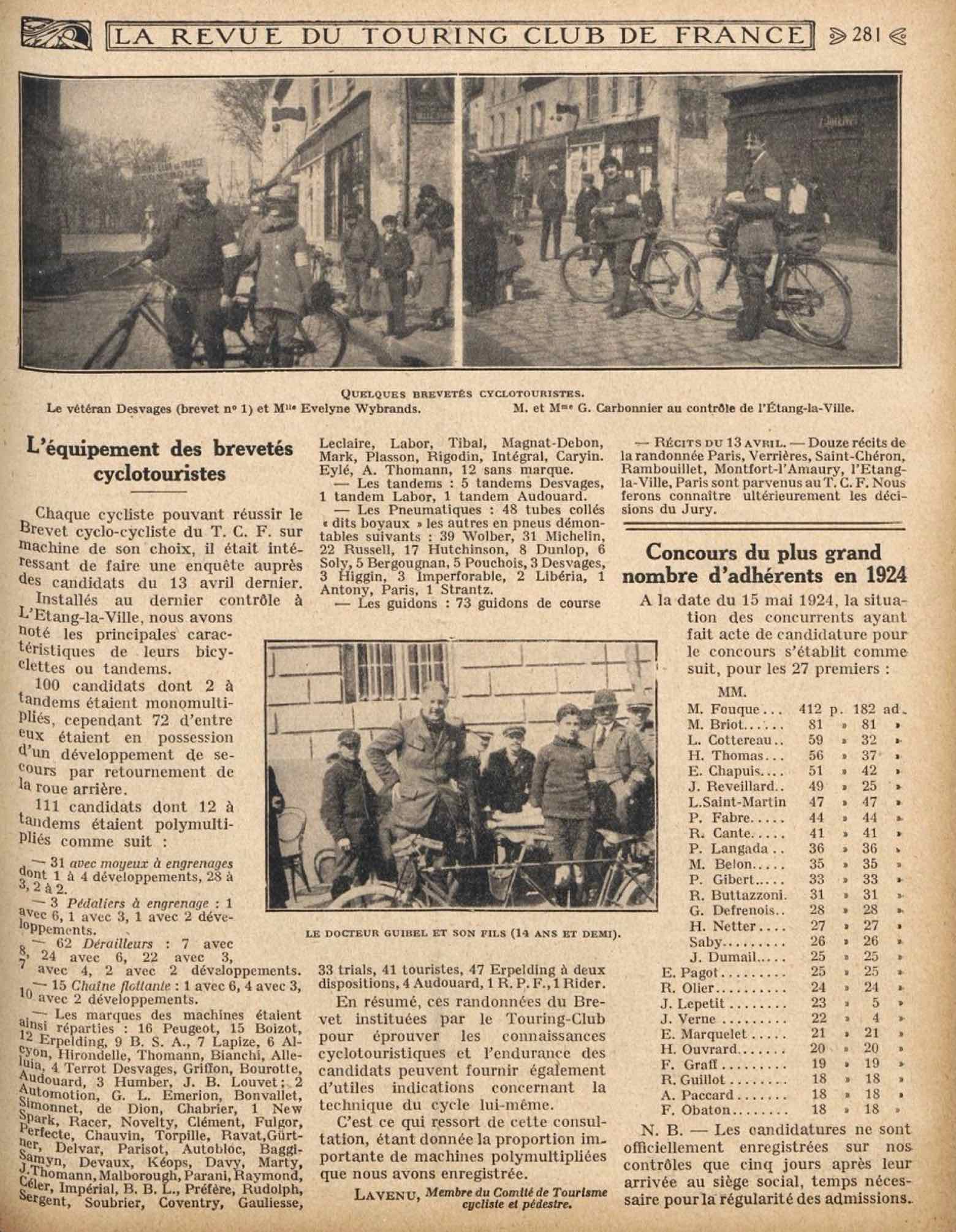 T.C.F. Revue Mensuelle June 1924 - L'equipement des brevetes cyclotouristes main image