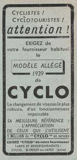 Le Chasseur Francais June 1939 Cyclo advert thumbnail