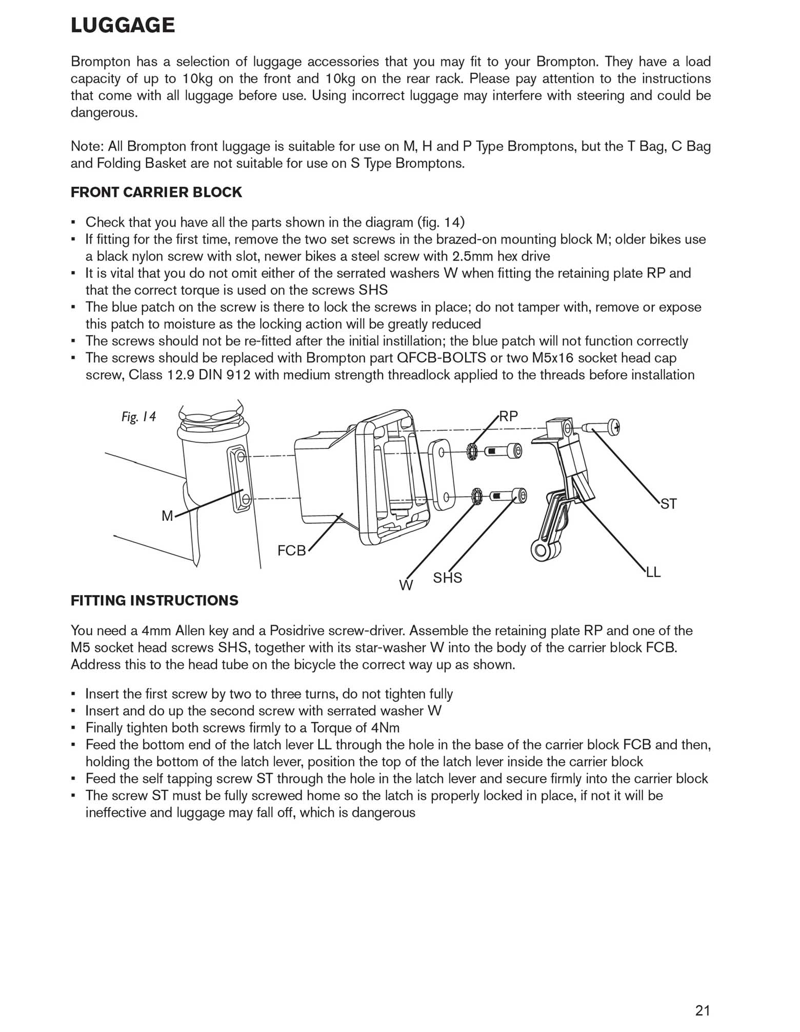Brompton - Owners Manual 2017 page 21 main image