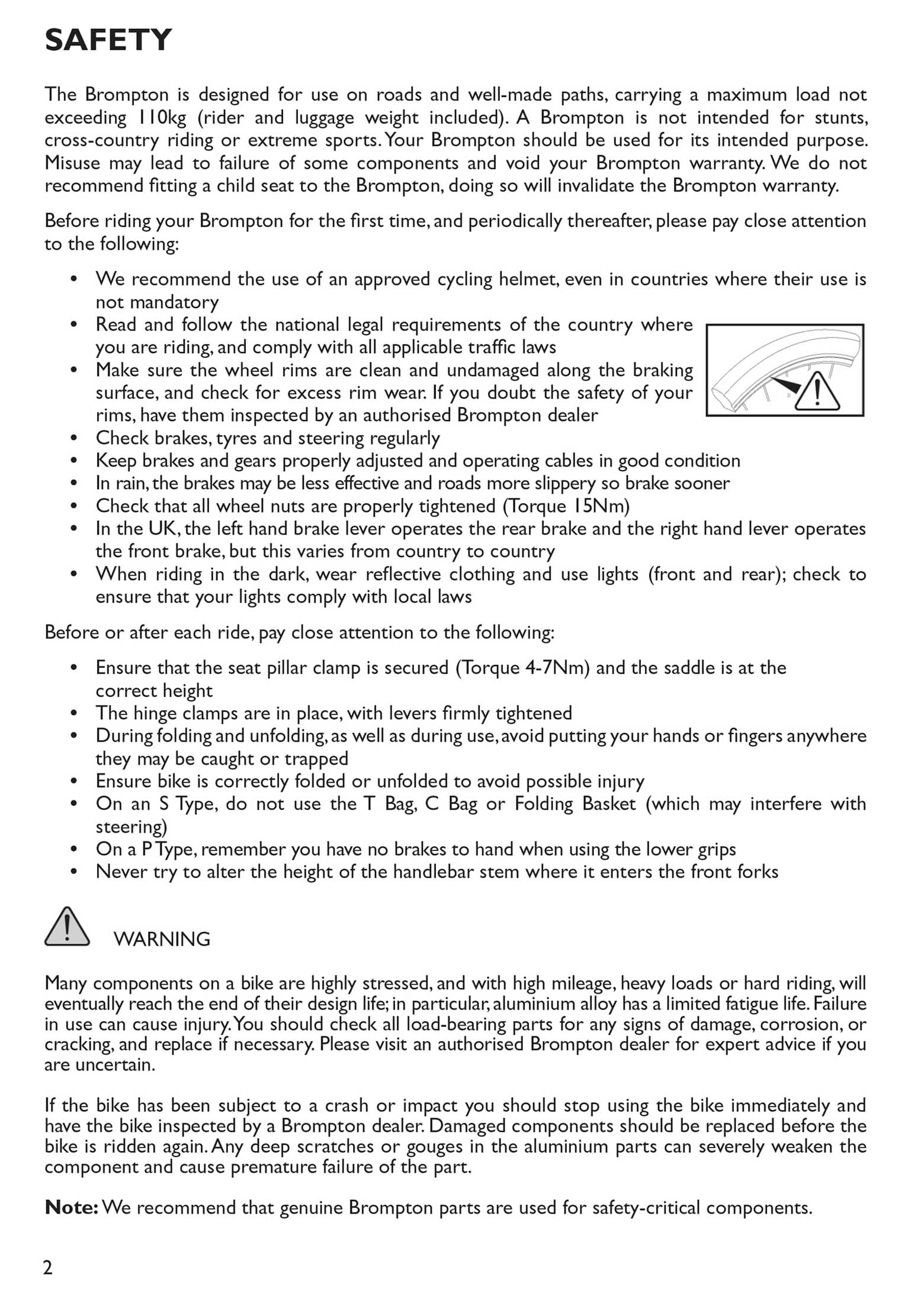Brompton Bicycle - Owners Manual 2012 page 02 main image