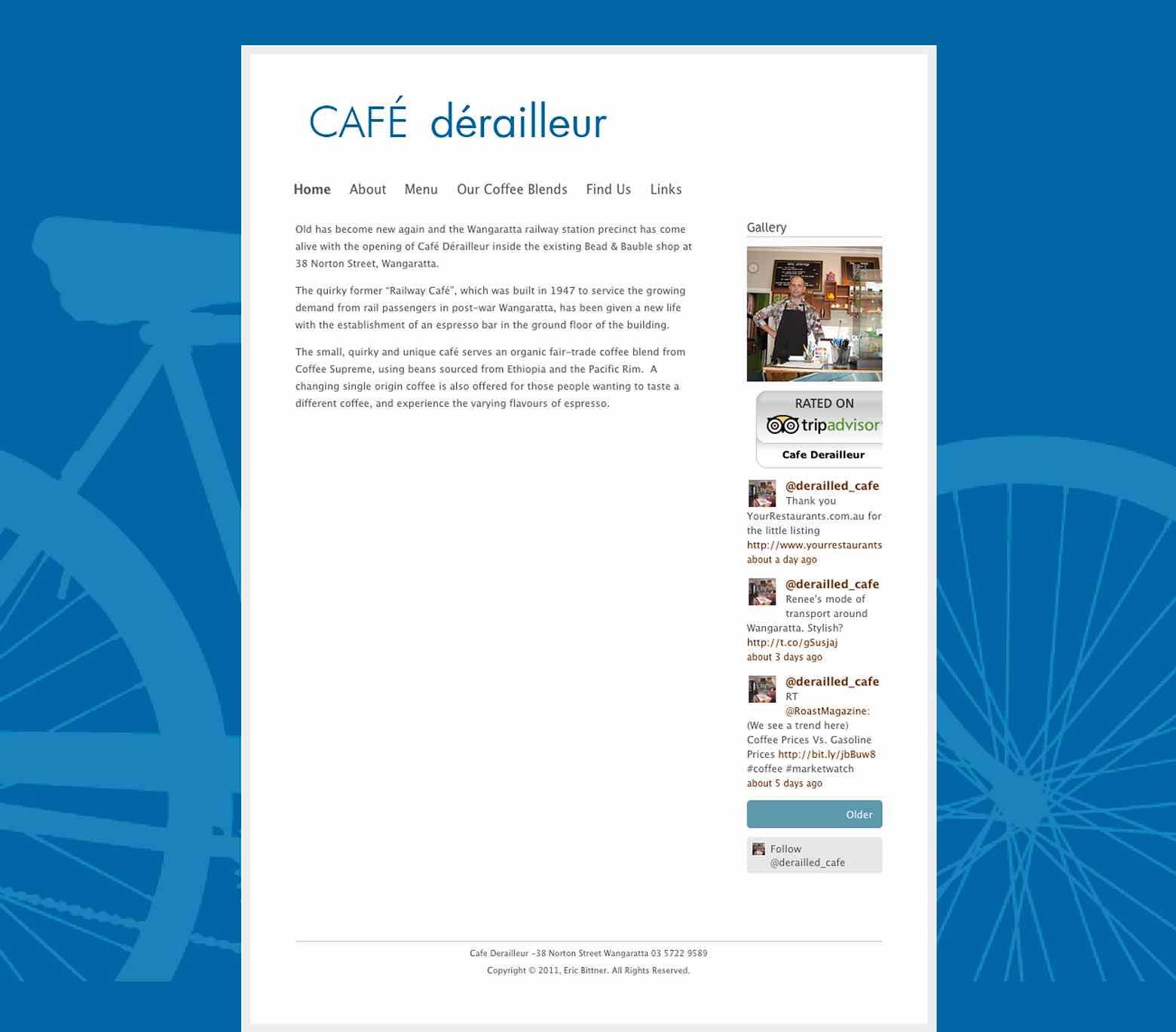 Cafe Derailleur - web site main image