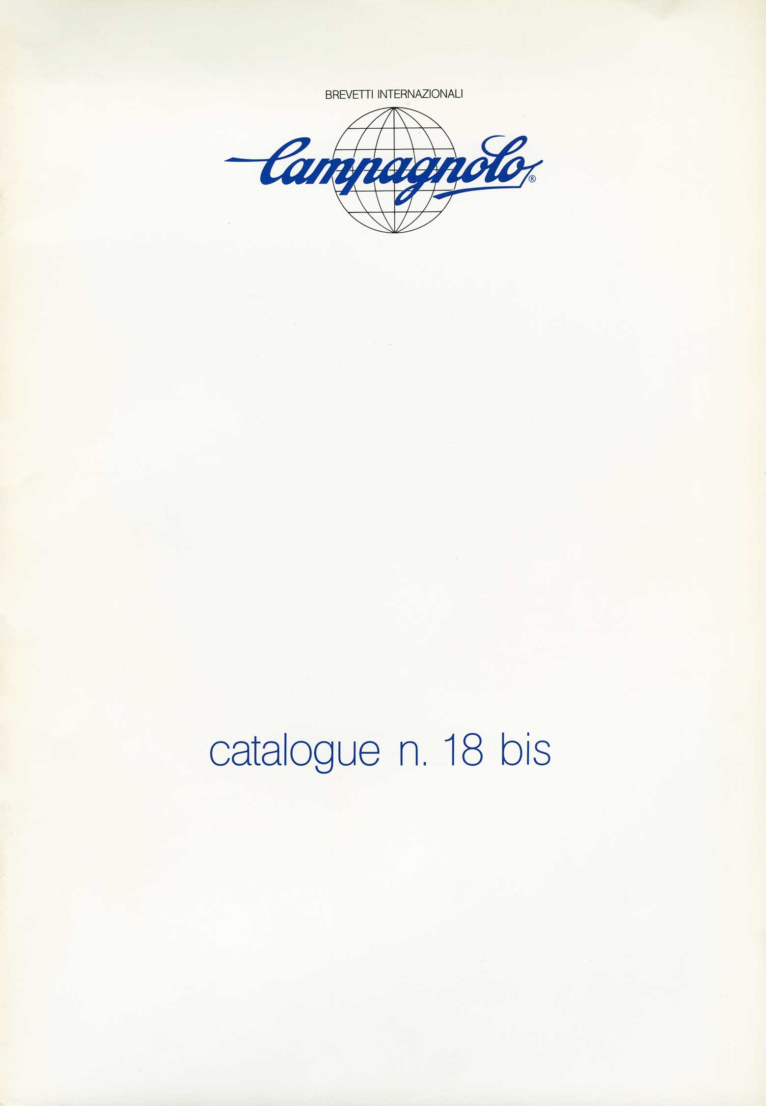 Campagnolo - catalogue n. 18 bis (Dec 85 version) page 01 main image