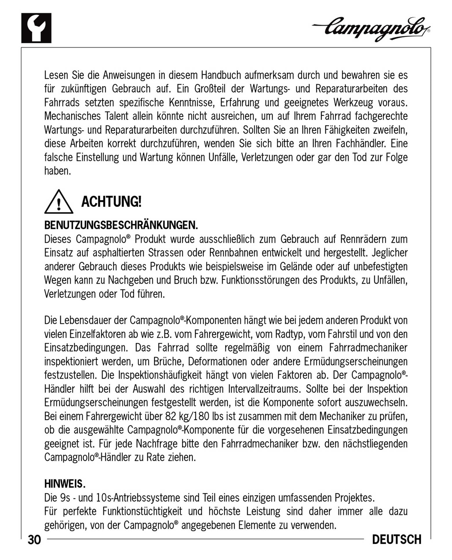 Campagnolo instructions - 7225195 Rear Derailleur ('02/2002') page 030 main image