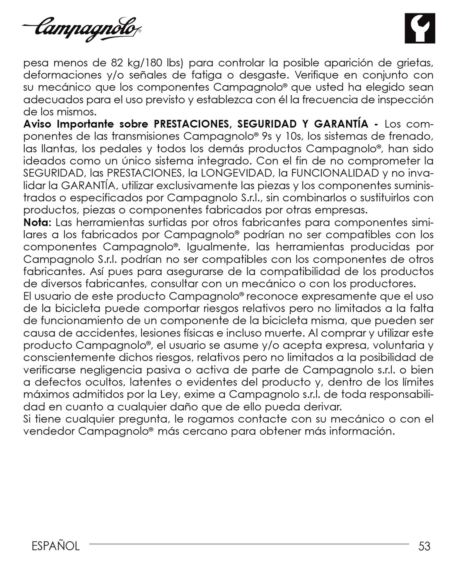 Campagnolo instructions - 7225432 Rear Derailleur ('03/2008') page 053 main image