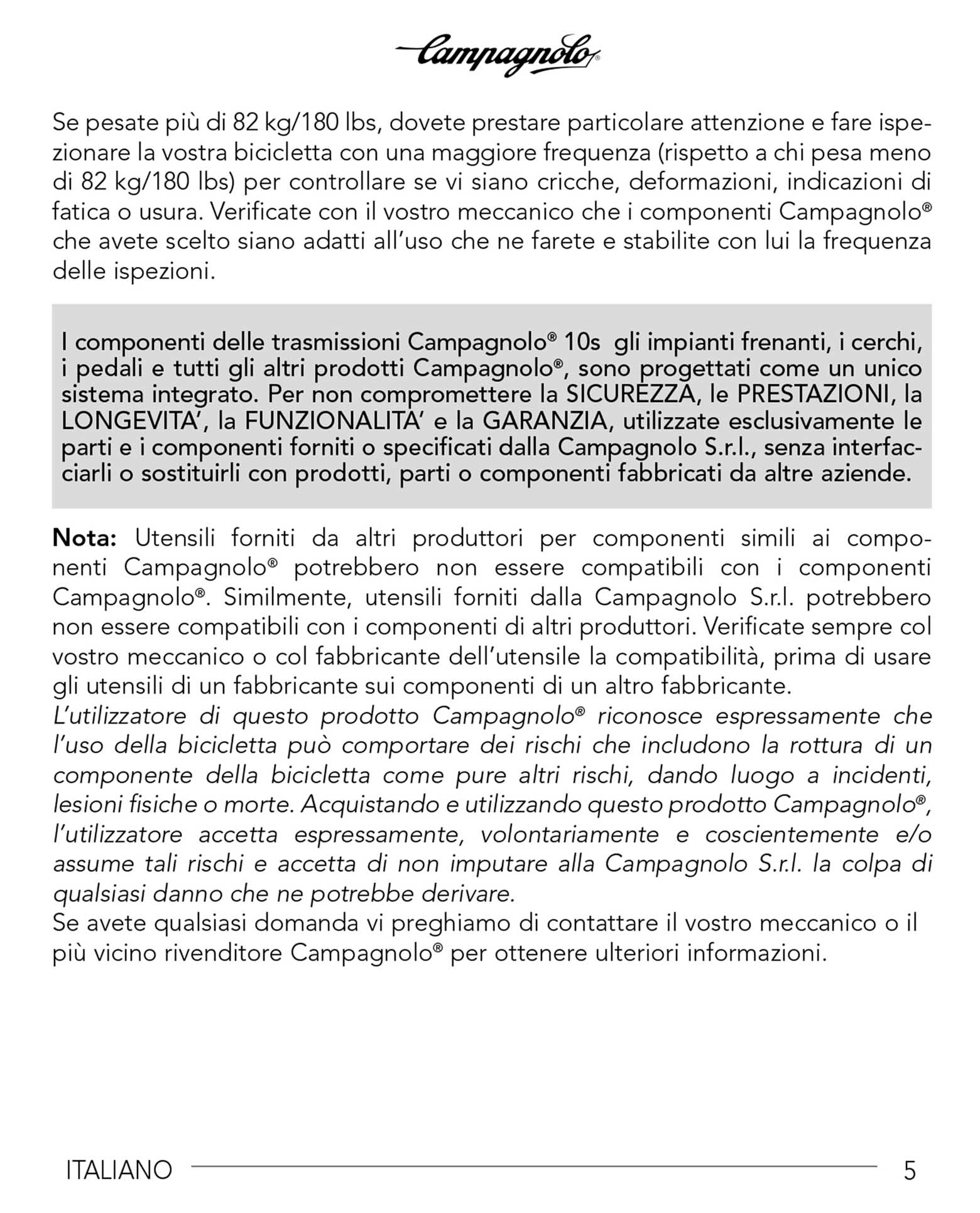Campagnolo instructions - 7225475 Rear Der Usr Man ('01/2015') page 005 main image