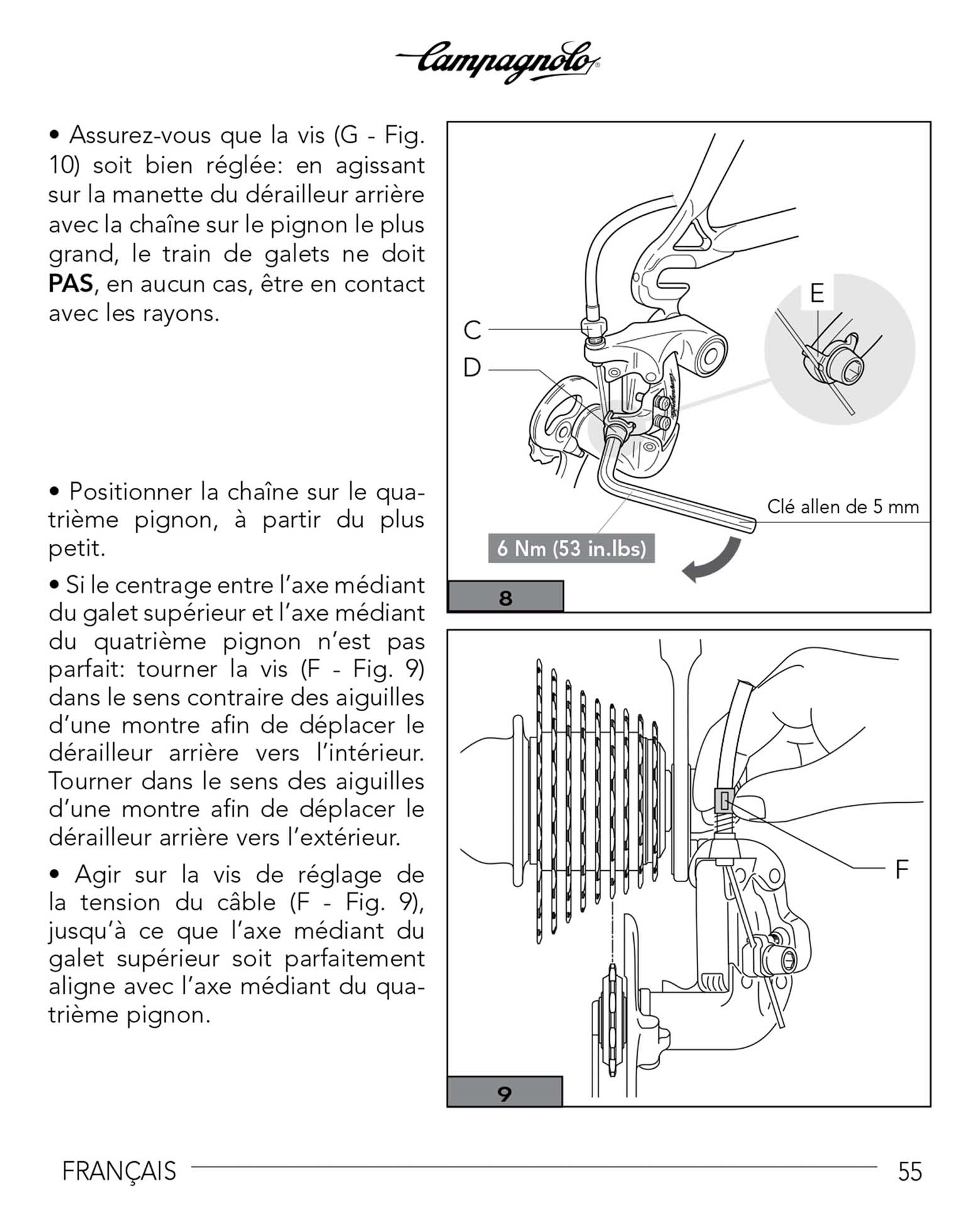 Campagnolo instructions - 7225475 Rear Der Usr Man ('01/2015') page 055 main image