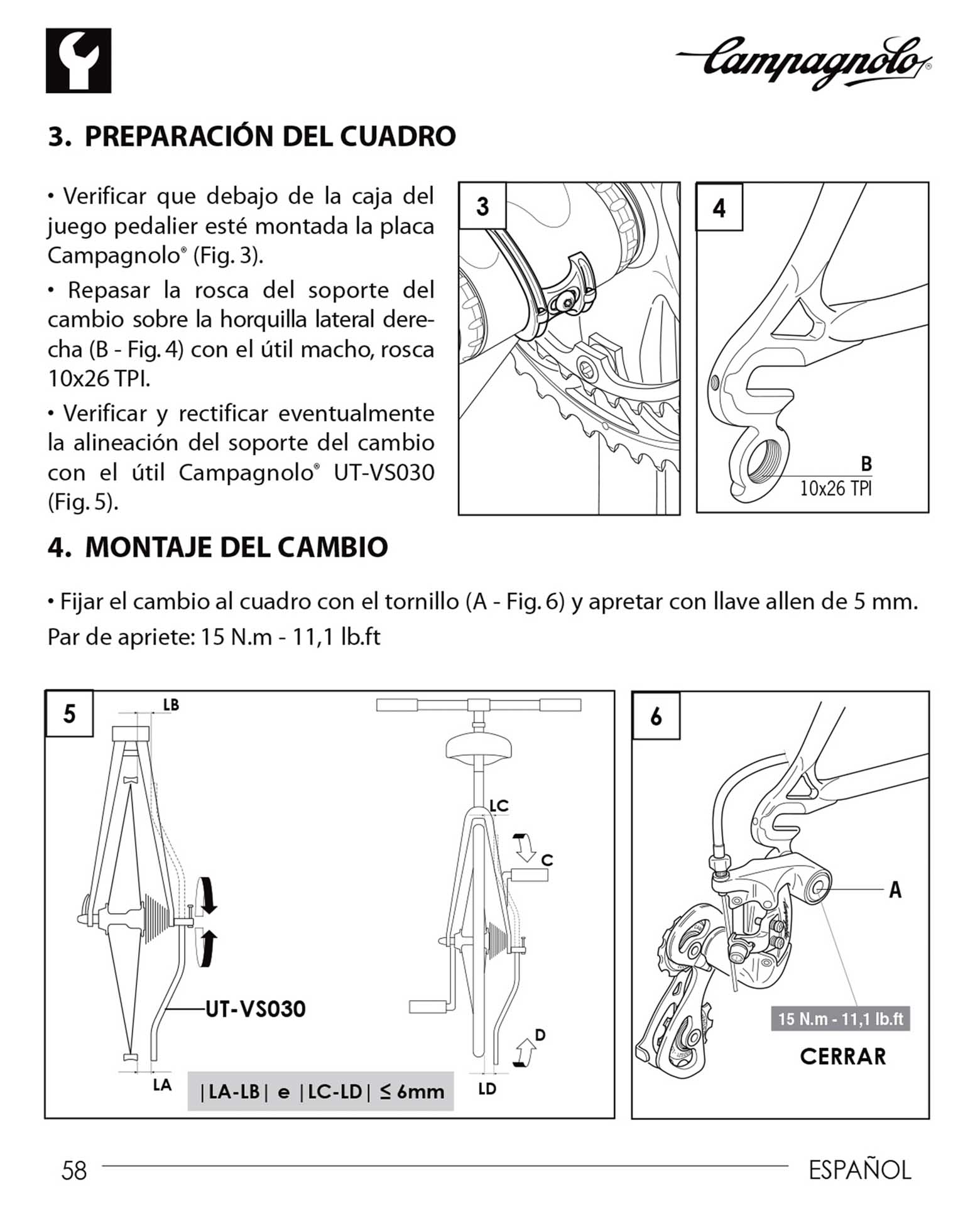 Campagnolo instructions - 7225475 Rear Derailleur ('12/2009') page 058 main image