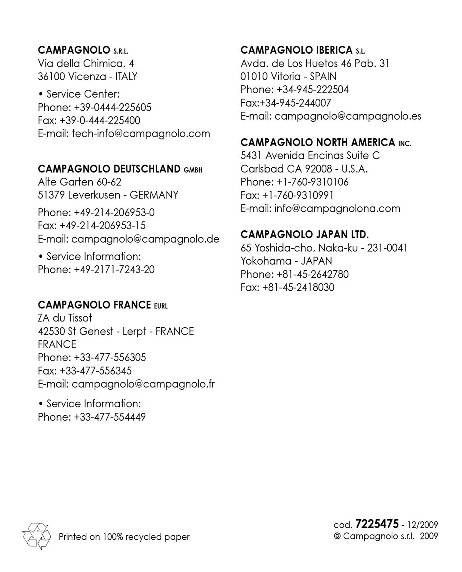Campagnolo instructions - 7225475 Rear Derailleur ('12/2009') page 064 main image