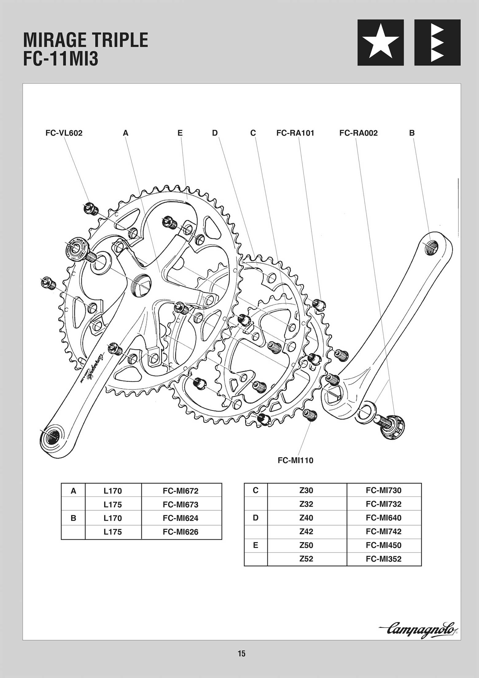 Campagnolo Spare Parts Catalogue - 1996 page 15 main image