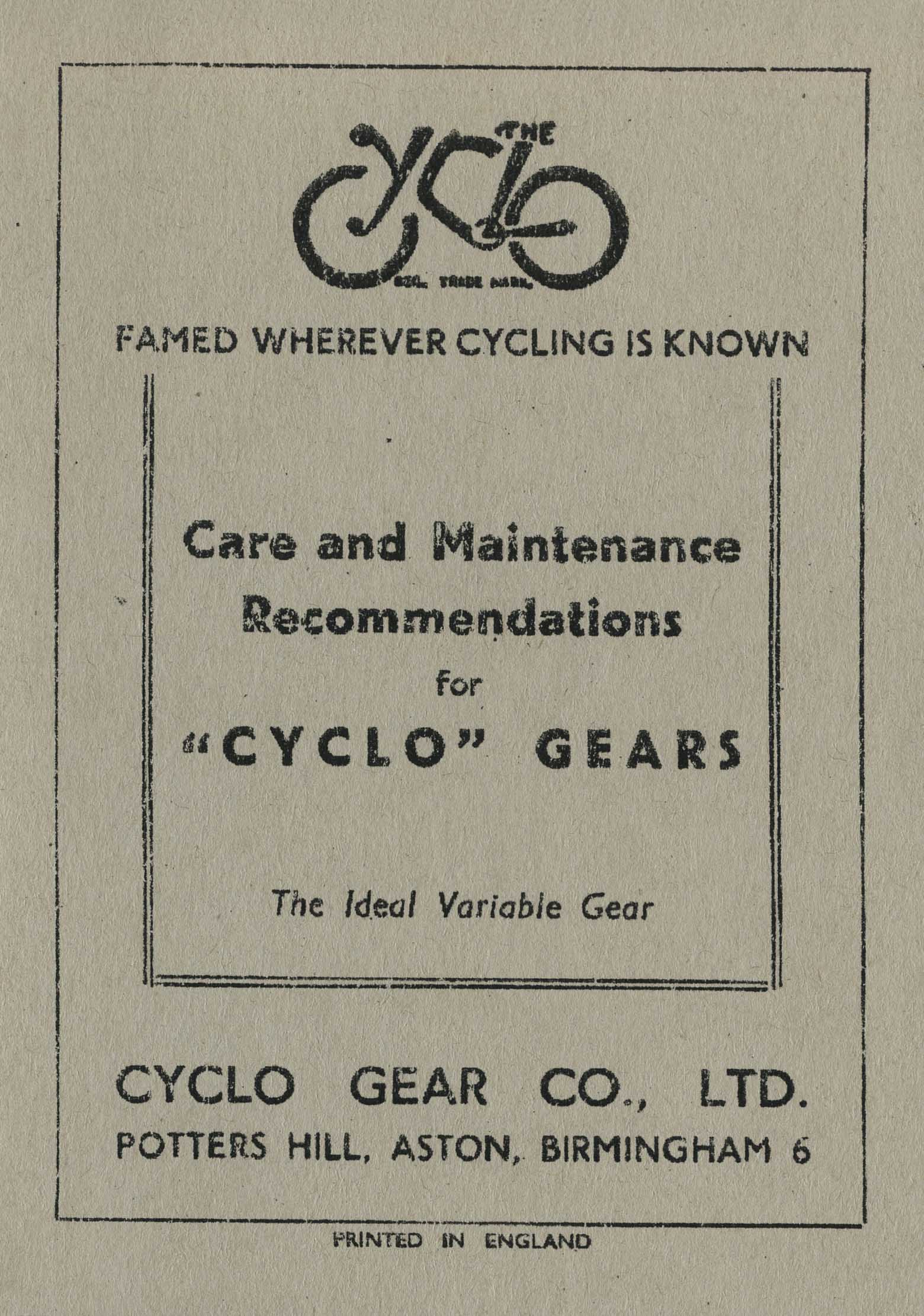 Care and Maintenance Recommendations for Cyclo gears scan 01 main image