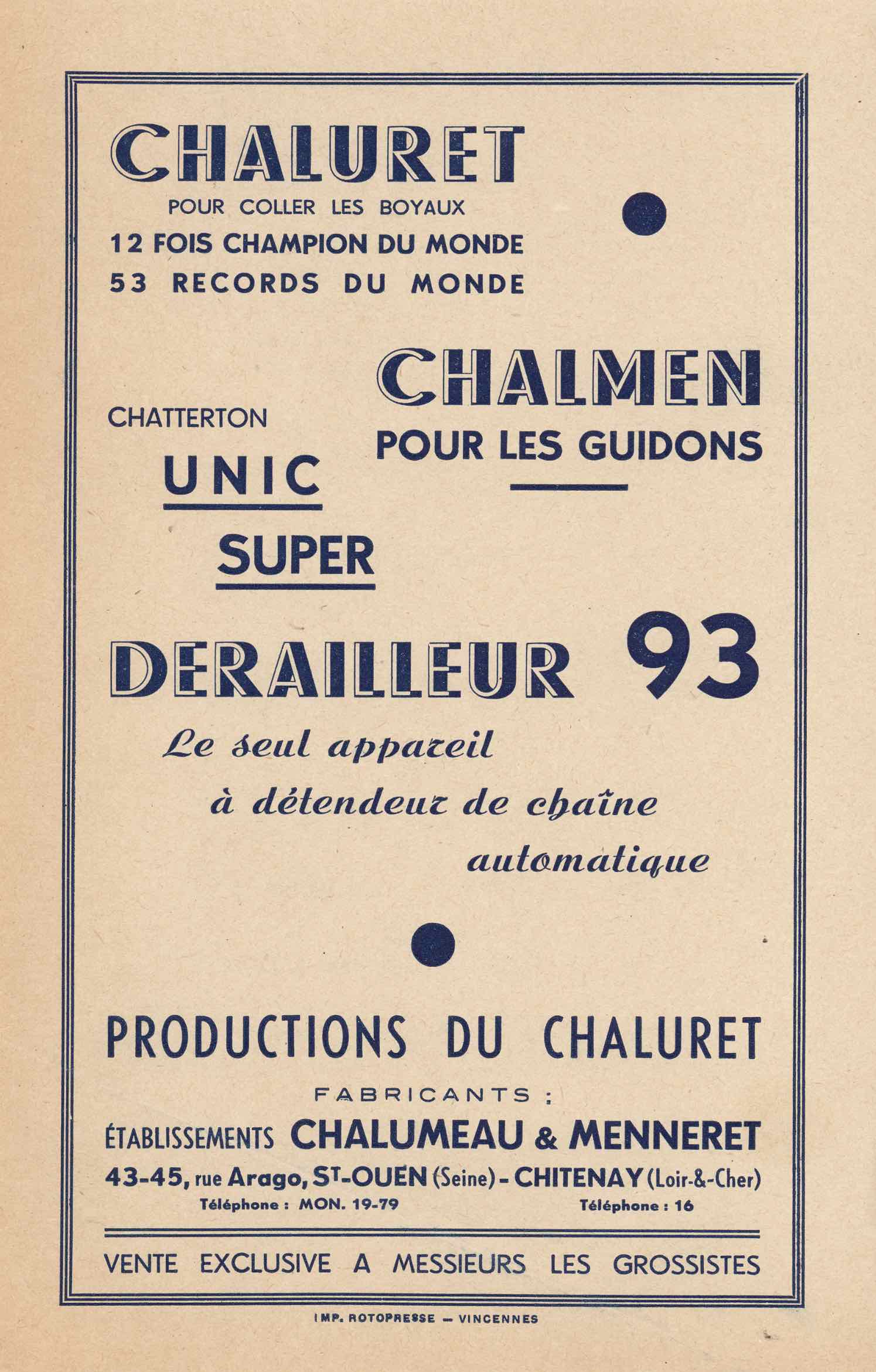 Chaluret flyer - 1949? main image