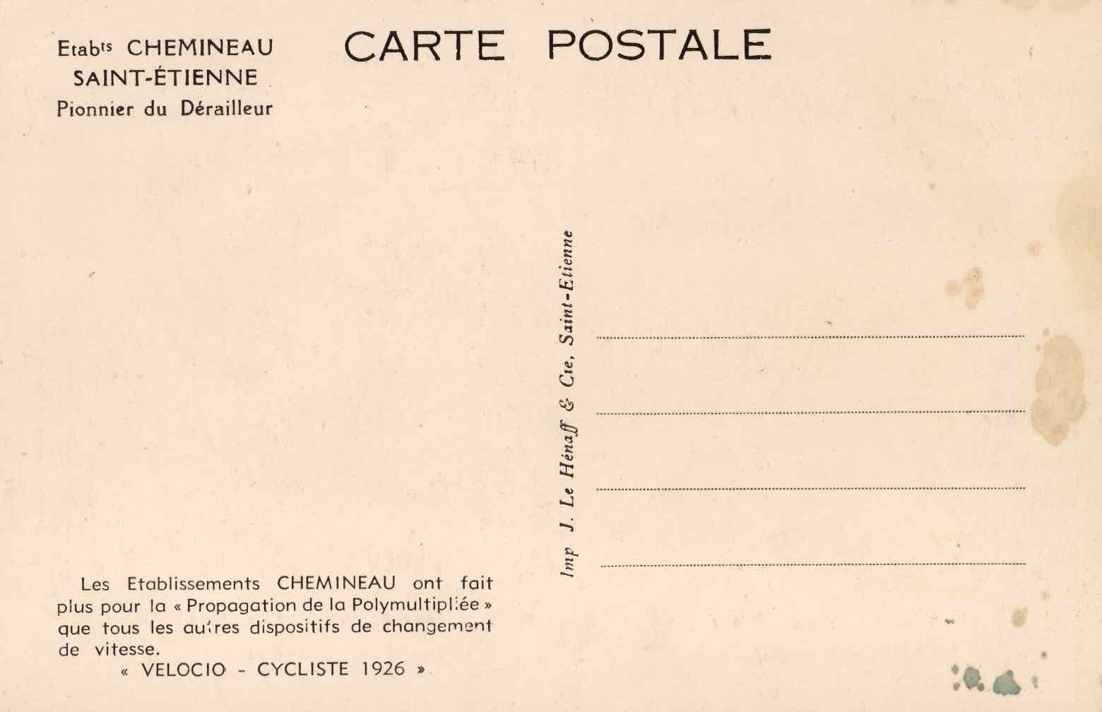 Chemineau postcard - 1909 L-Ecole Stephanoise scan 2 main image