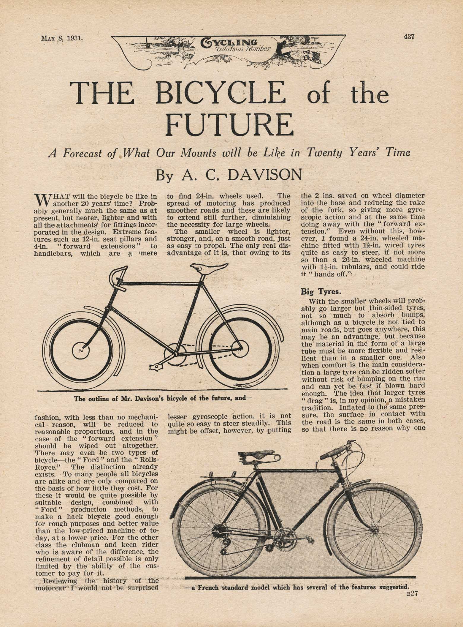 Cycling 1931-05-08 - The Bicycle of the Future 01 main image