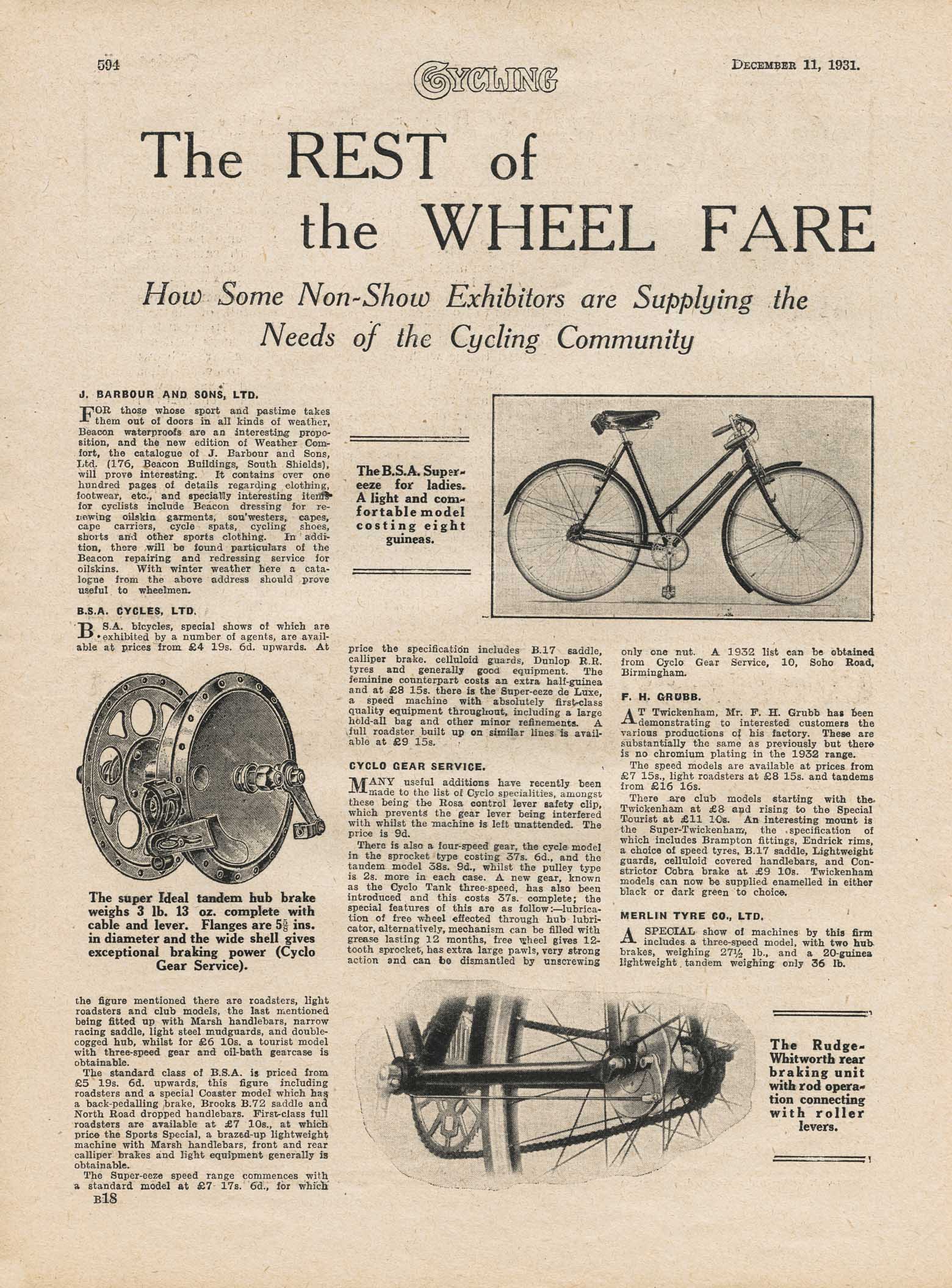 Cycling 1931-12-11 - The Rest of the Wheel Fare 01 main image