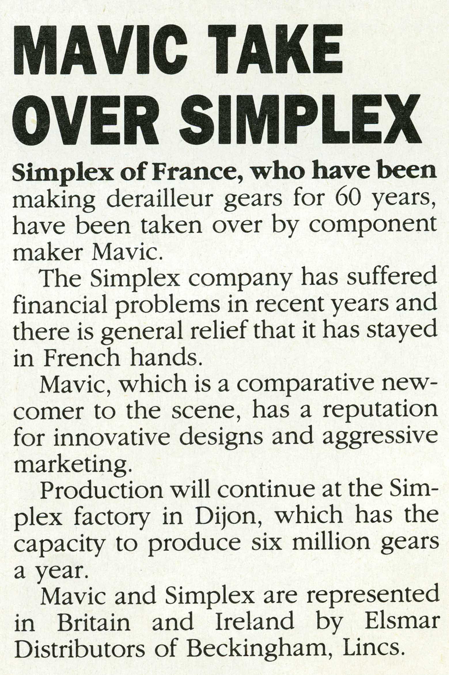 Cycling 1989-01-19 - MAVIC take over Simplex main image