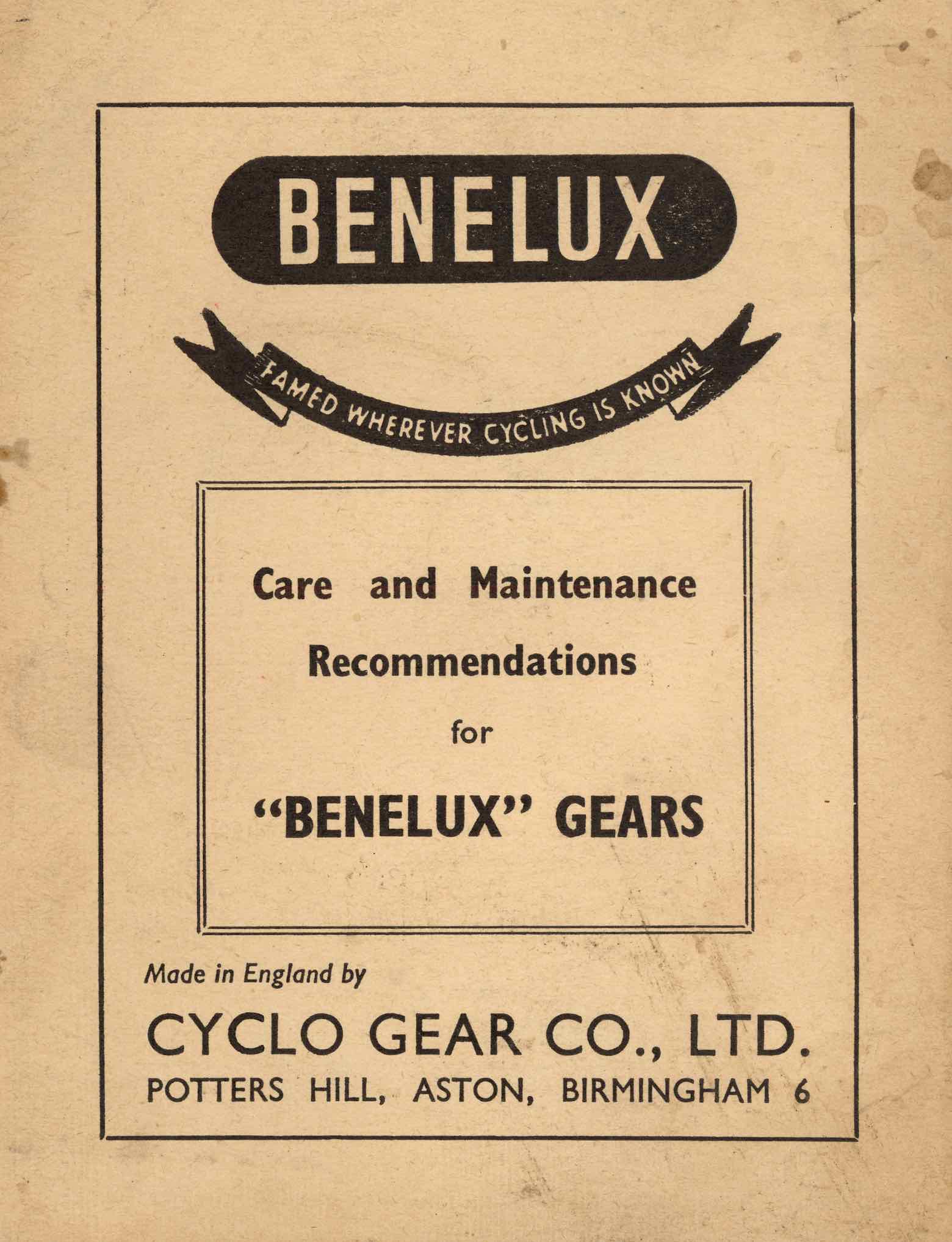 Cyclo - Care and Maintenance Recommendations for Benelux gears scan 1 main image