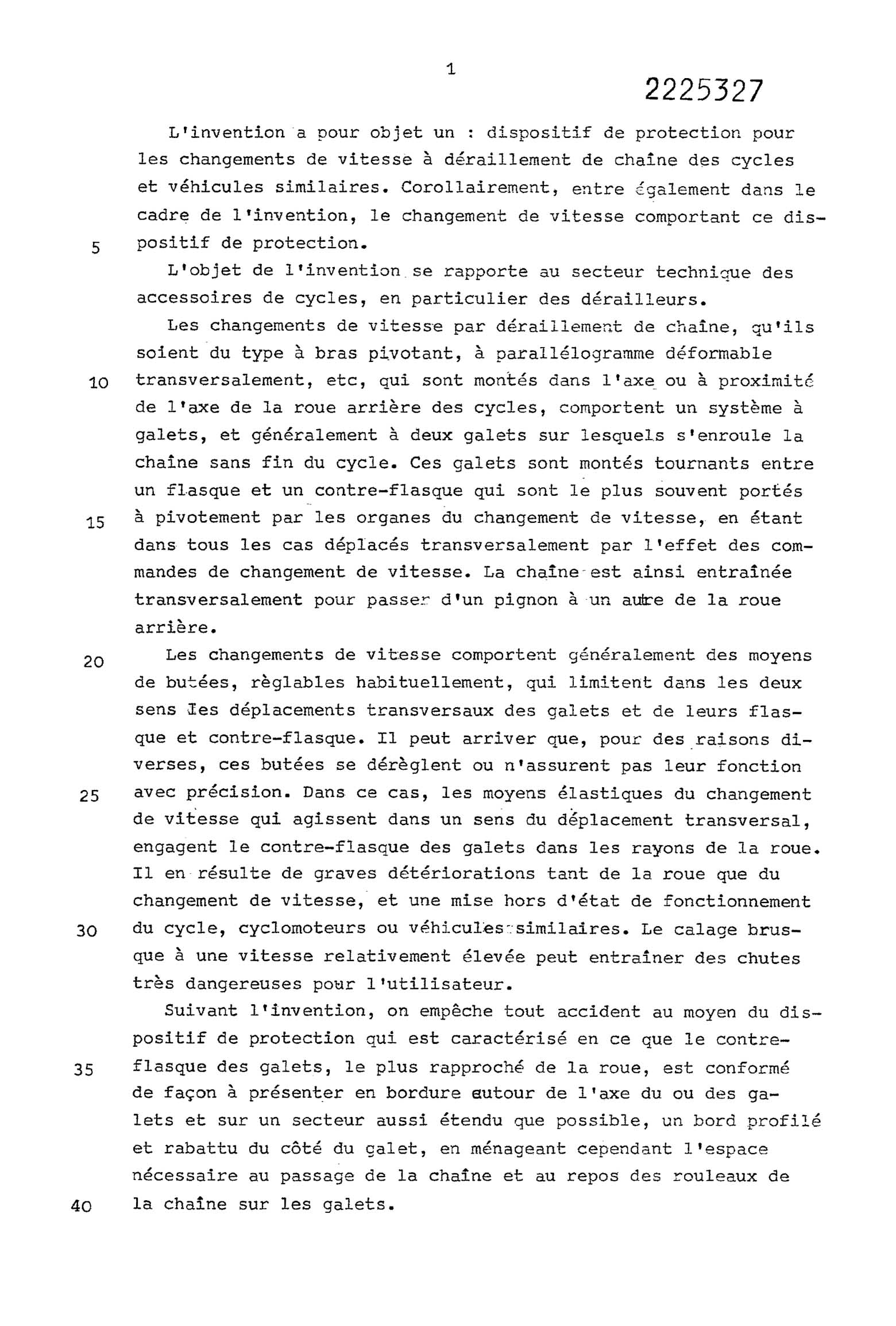 French Patent 2,225,327 - Simplex scan 002 main image