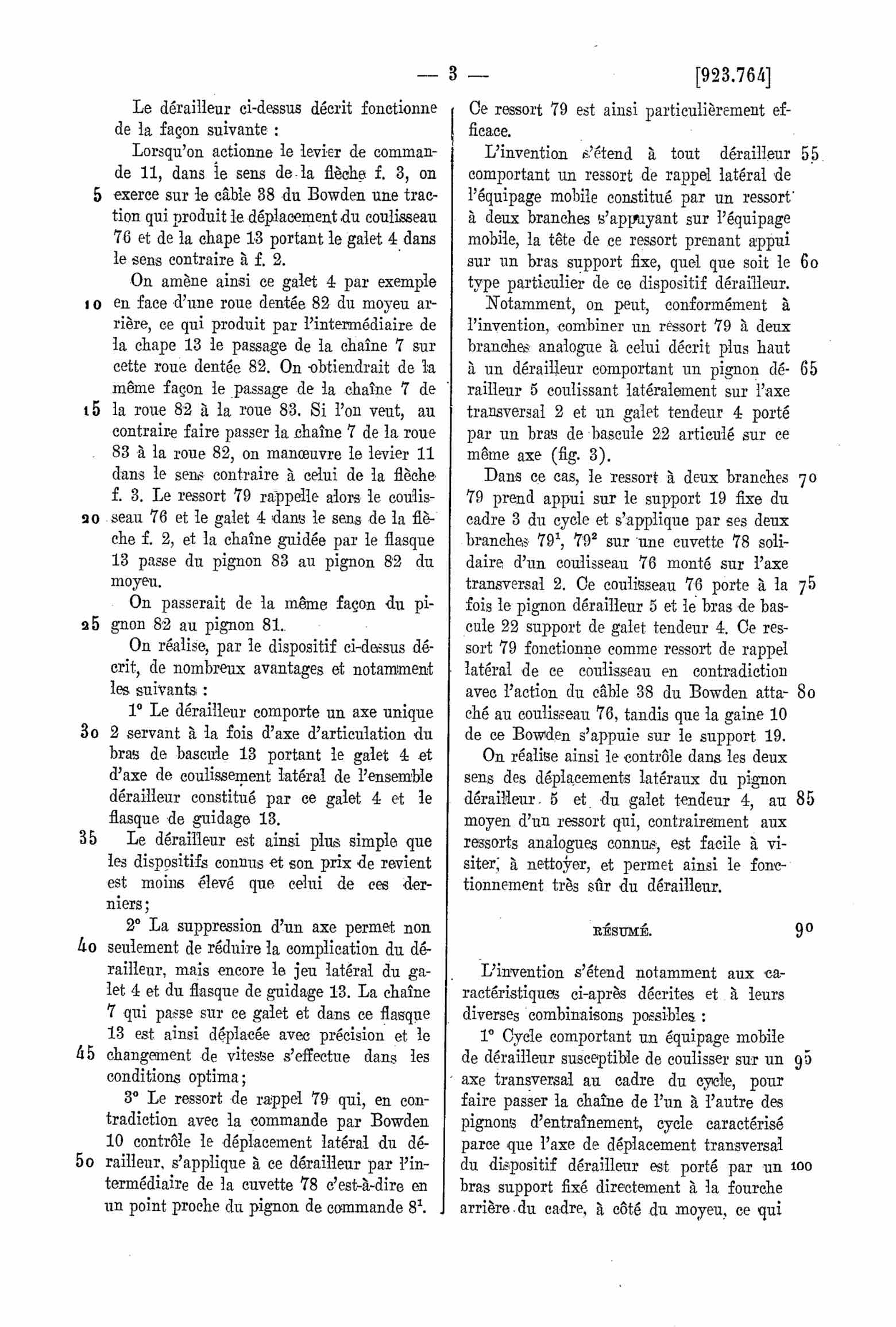 French Patent 923,764 - Huret scan 3 main image