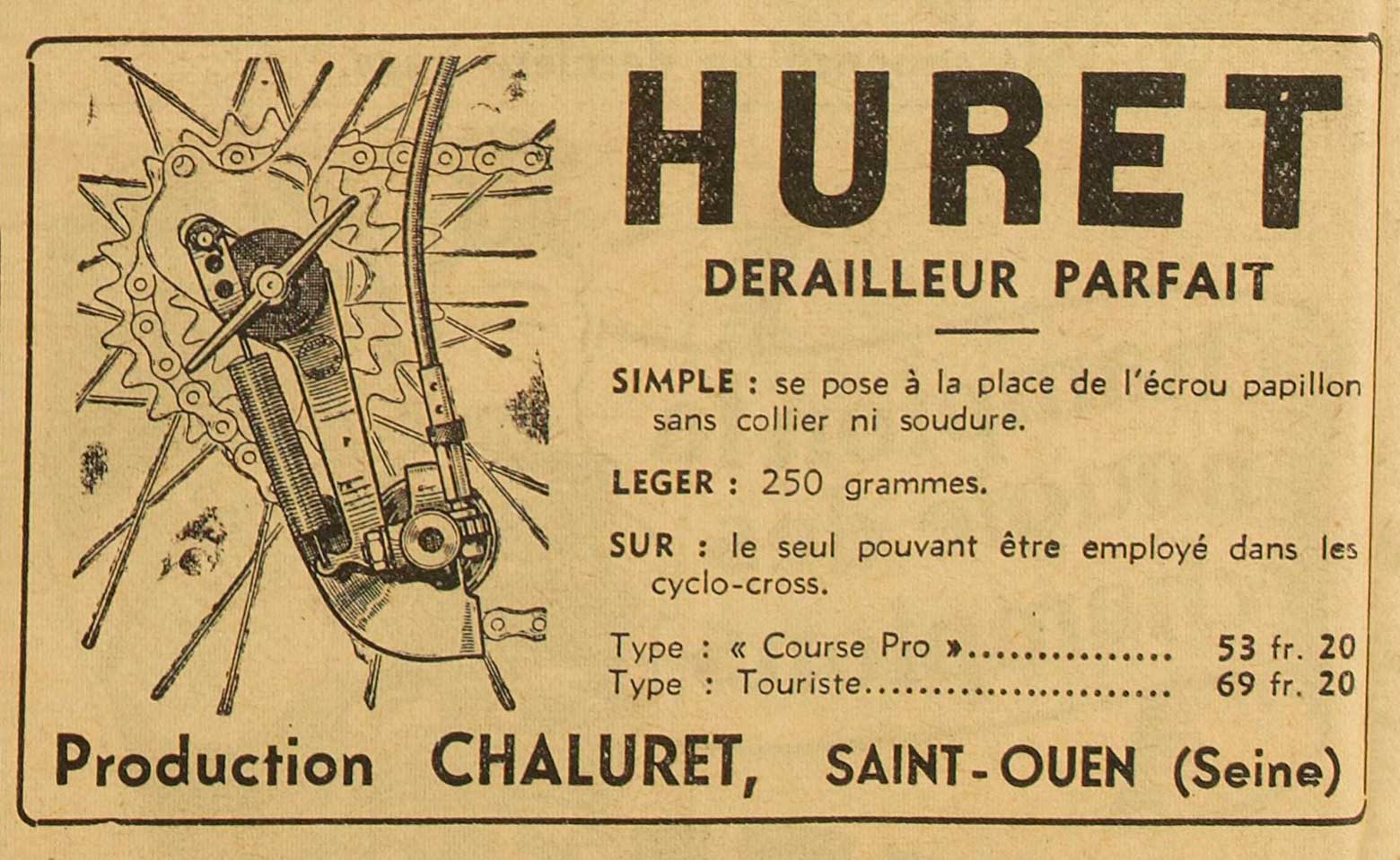 L'Auto 5th July 1937 - Huret advert main image