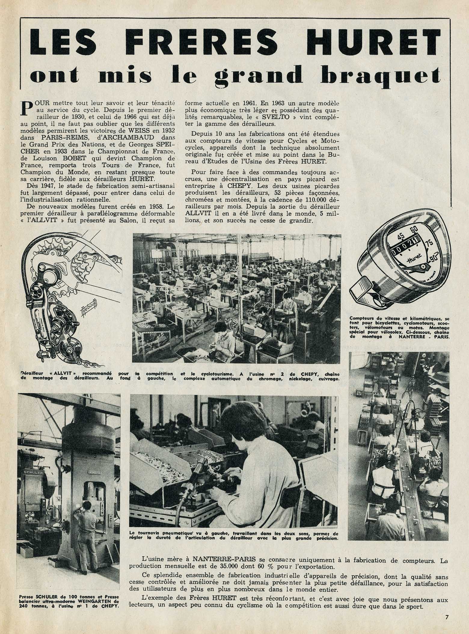 Le Miroir des Sports 05-04-1965 Huret article main image