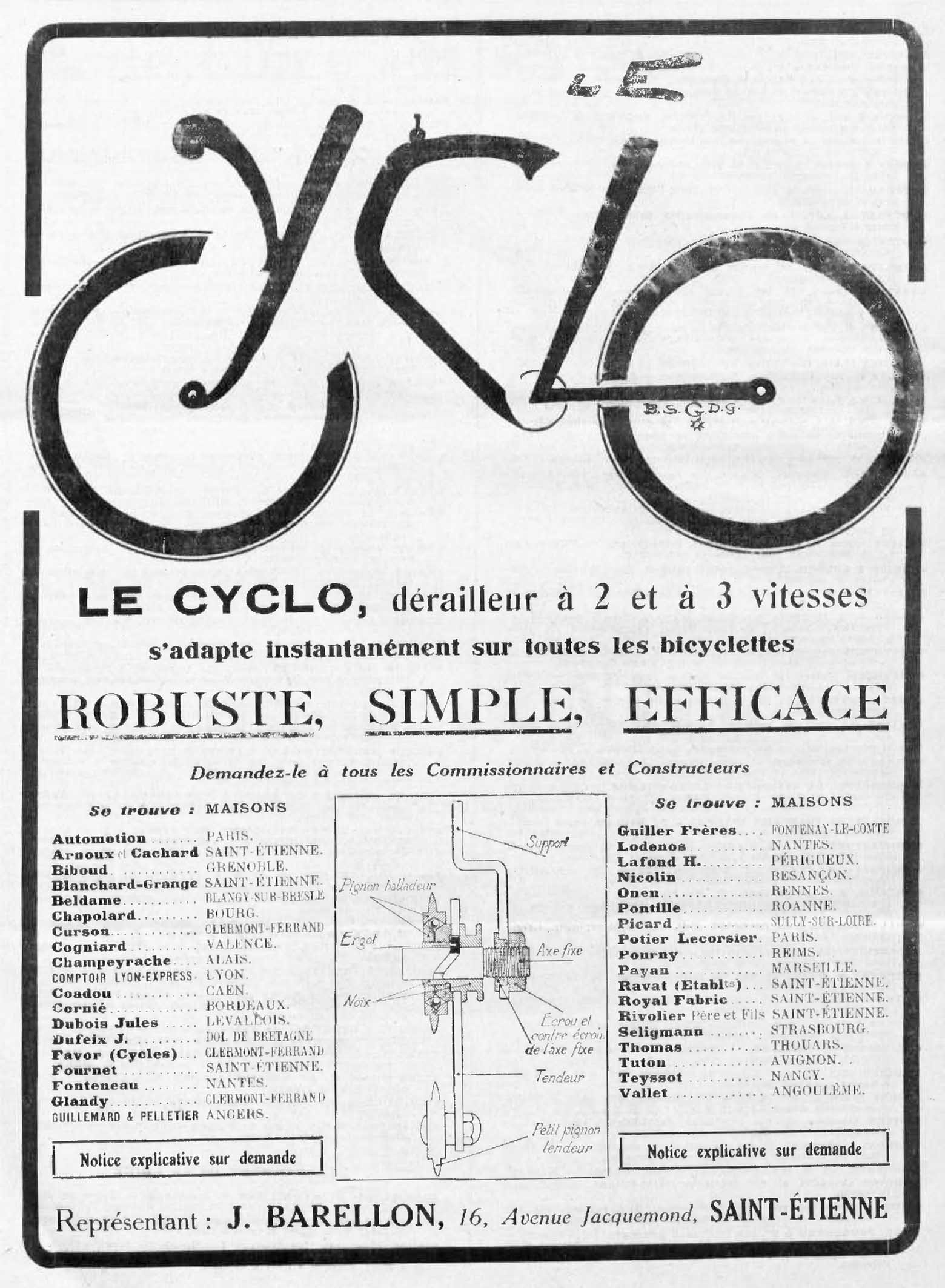 L'Industrie des Cycles et Automobiles January 1925 - Cyclo advert main image