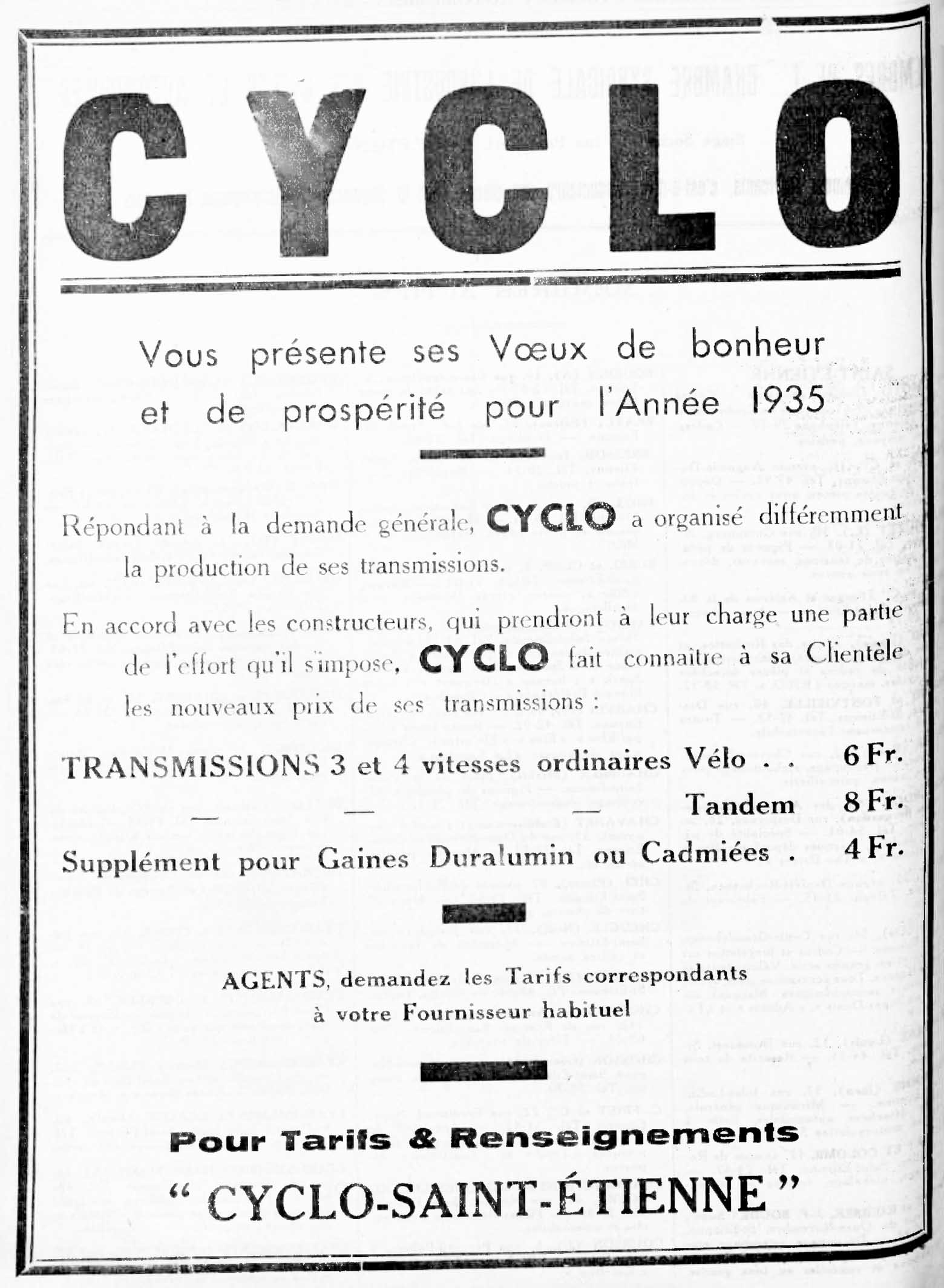 L'Industrie des Cycles et Automobiles January 1935 - Cyclo advert main image