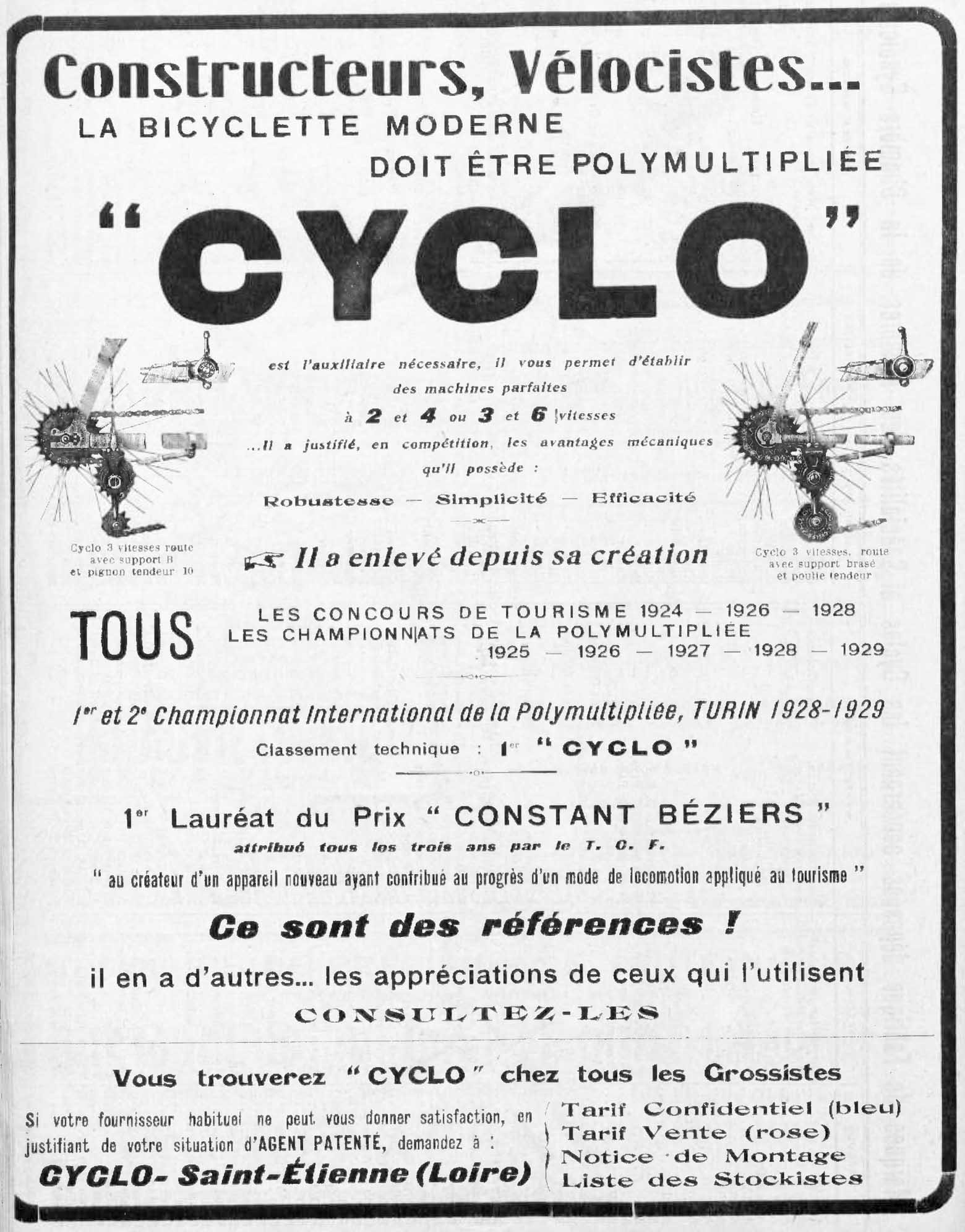 L'Industrie des Cycles et Automobiles March 1930 - Cyclo advert main image