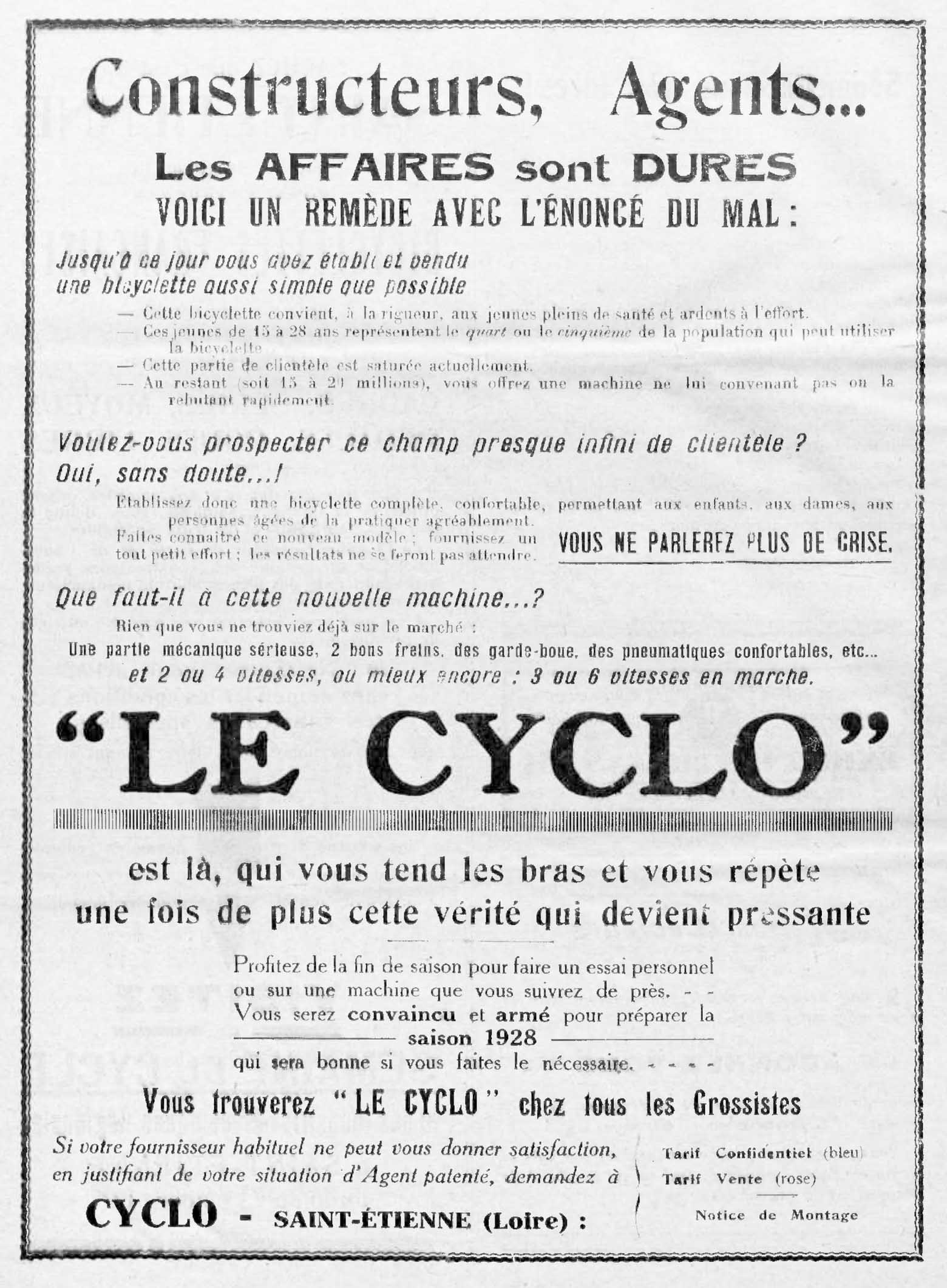 L'Industrie des Cycles et Automobiles September 1927 - Cyclo advert main image