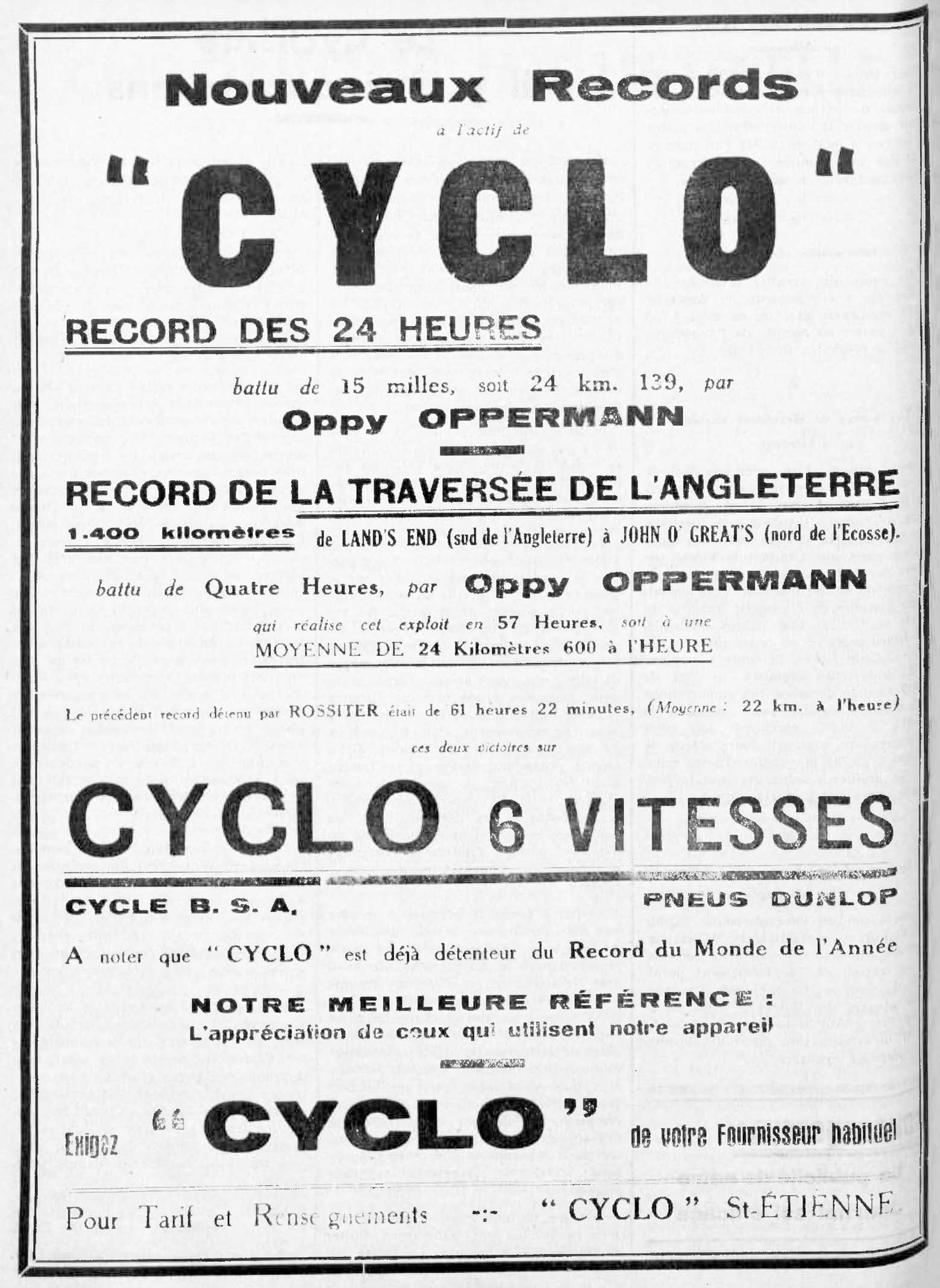 L'Industrie des Cycles et Automobiles September 1934 - Cyclo advert main image