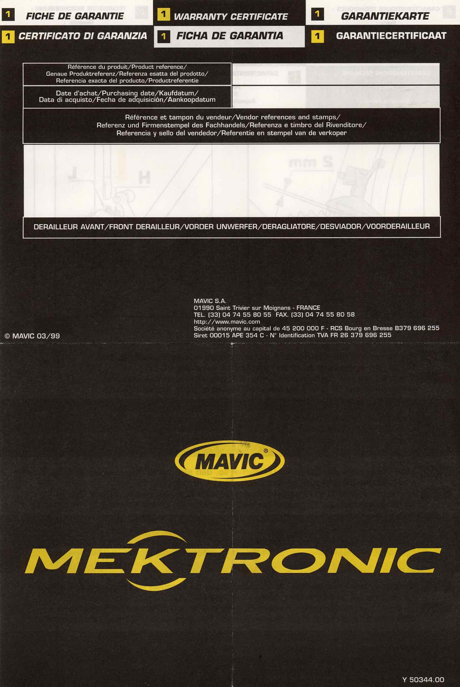 MAVIC Mektronic - front derailleur instructions scan 1 main image