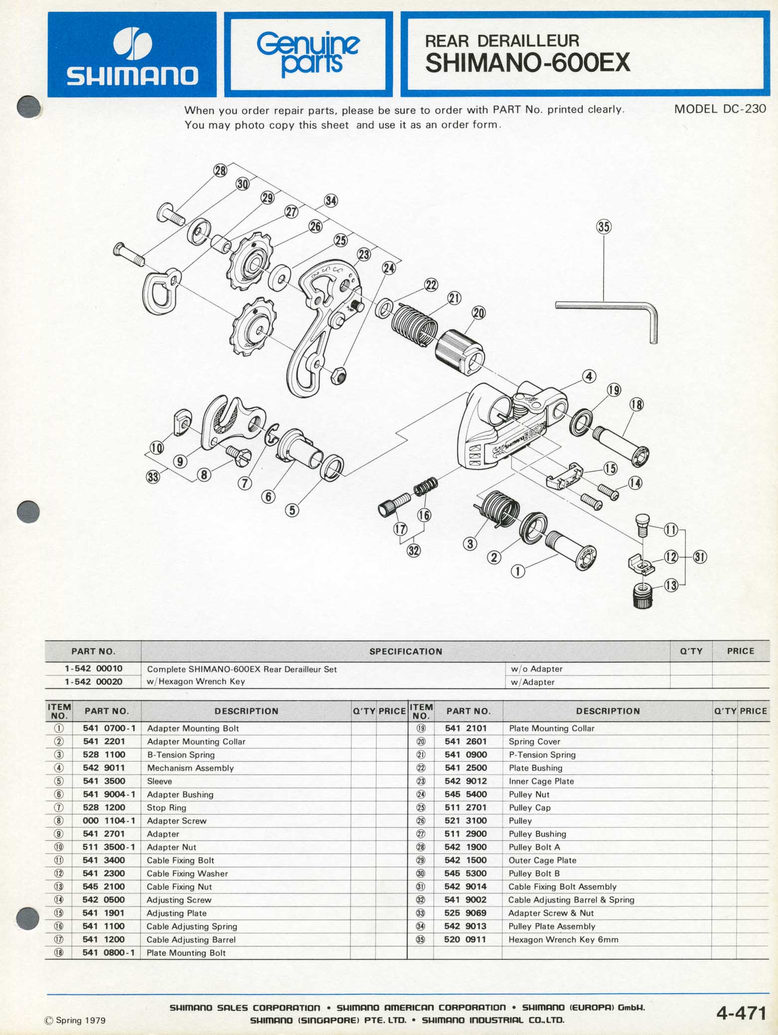 Shimano Bicycle Parts - 1979 scan 02 main image