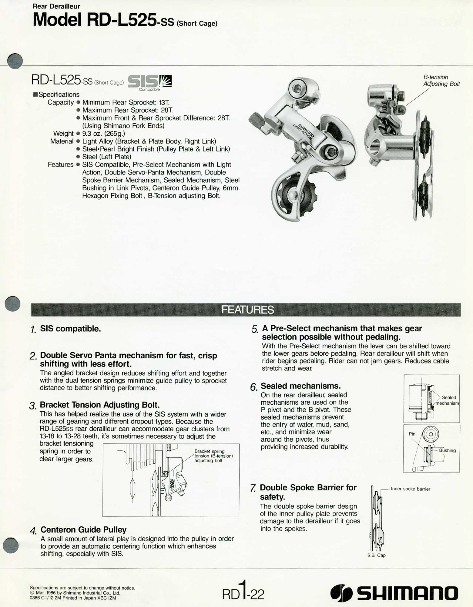 Shimano Bicycle Parts - 1986 scan 05 main image